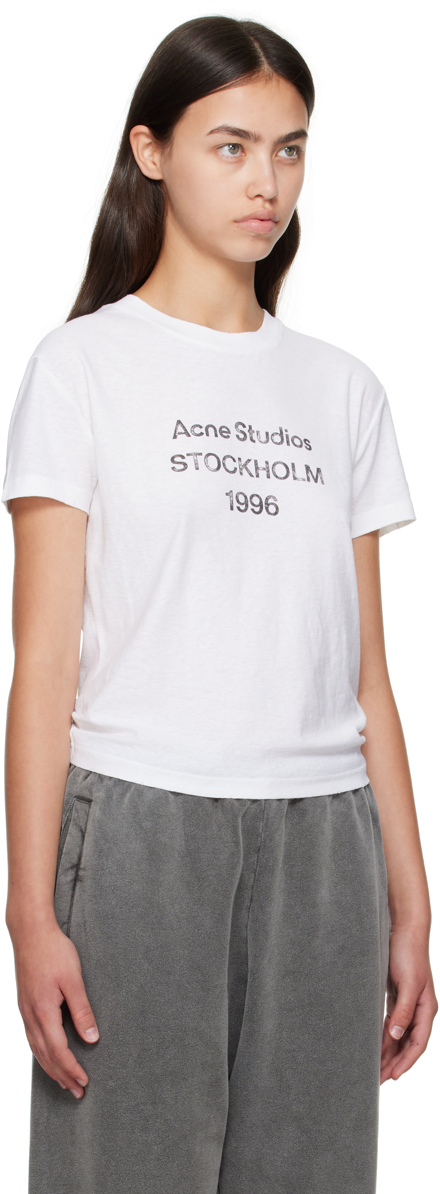 Acne Studios: ホワイト ロゴ Tシャツ | SSENSE 日本