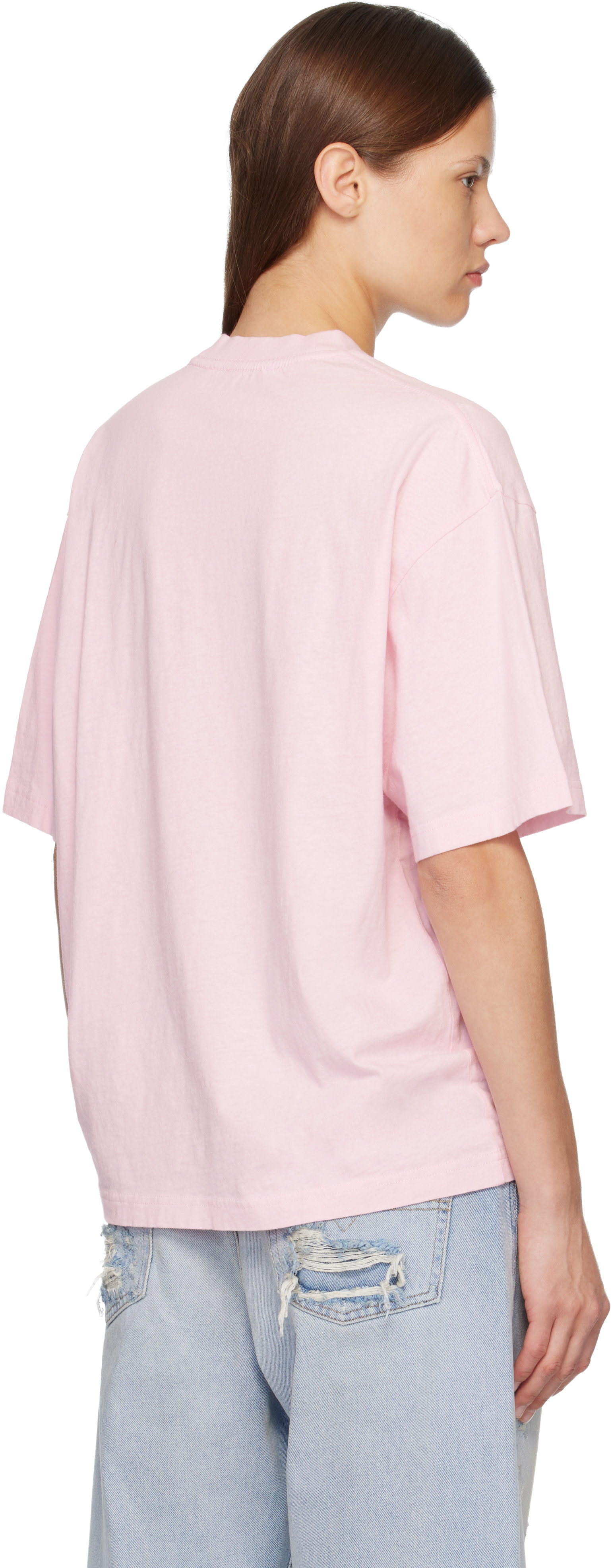 Acne Studios: Pink Logo T-shirt | SSENSE