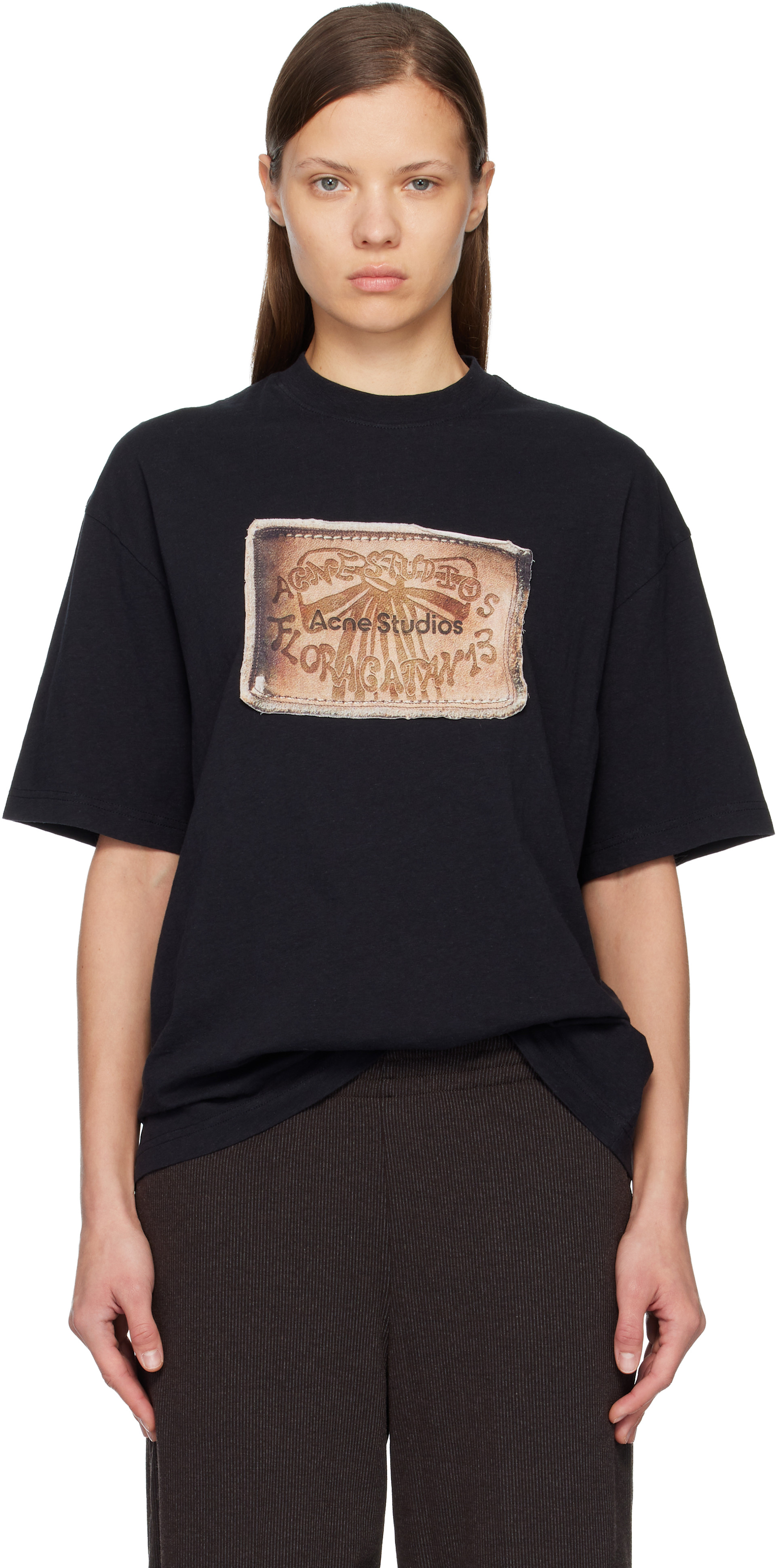 2019ss Acne Studios Tシャツ Layered logo cotton jersey T-shirt in black - Acne Studios | Mytheresa