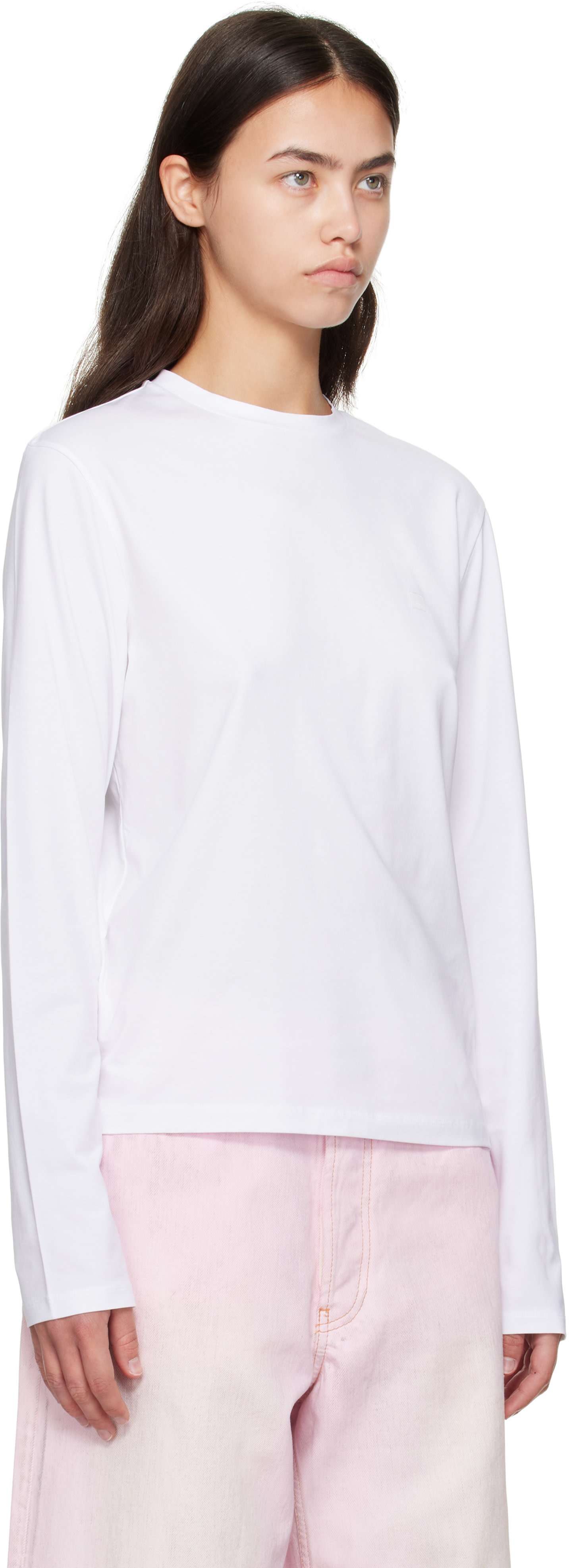 Acne Studios: White Long Sleeve Regular Fit T-shirt | SSENSE