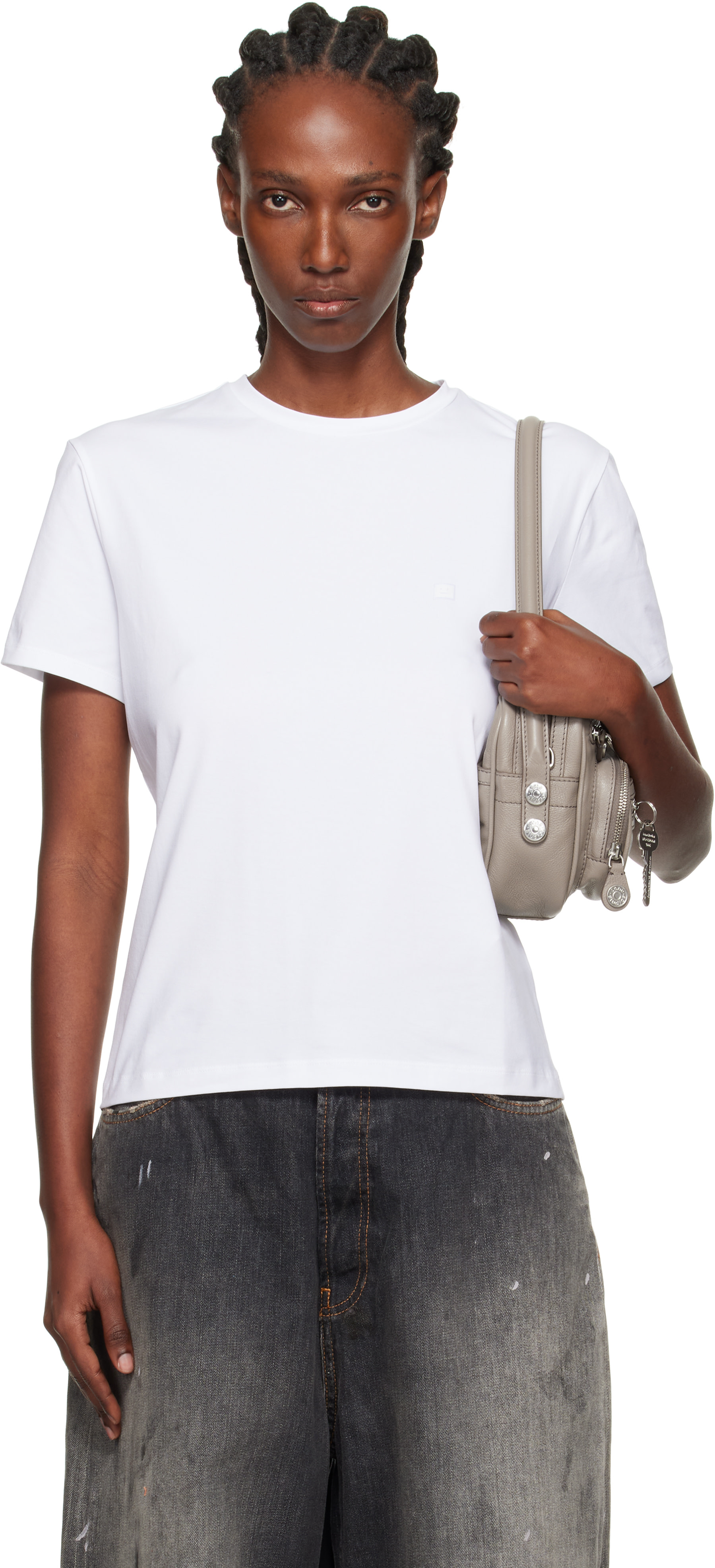 Acne Studios - T-shirt blanc à écusson à logo