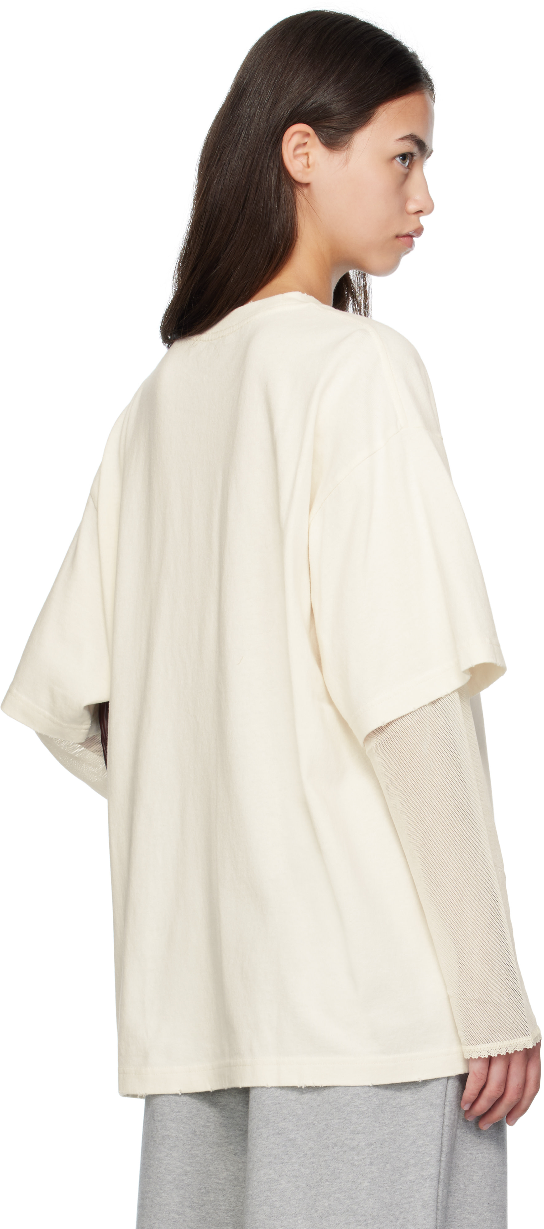 Acne Studios: Off-White Layered Print T-shirt | SSENSE