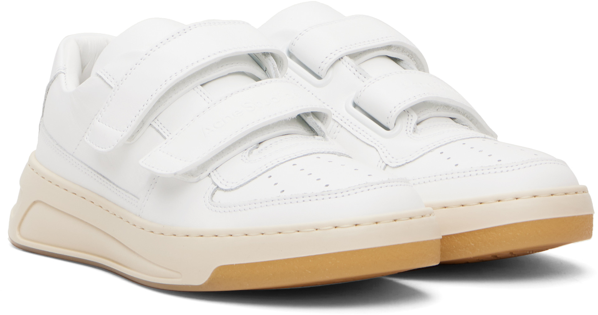 Acne Studios: White Velcro Strap Sneakers | SSENSE