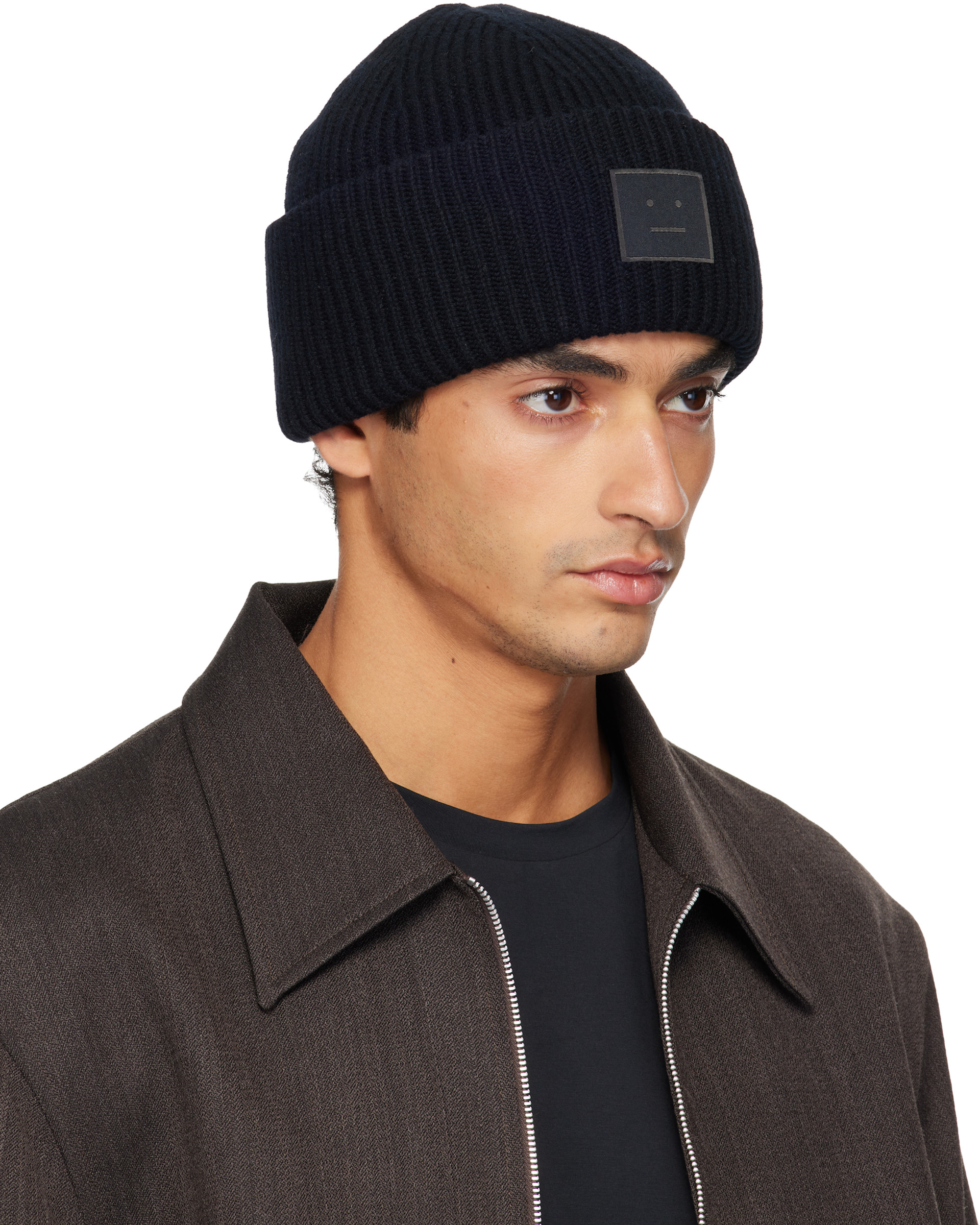 Acne Studios - ブラック Ribbed Face Logo ビーニー