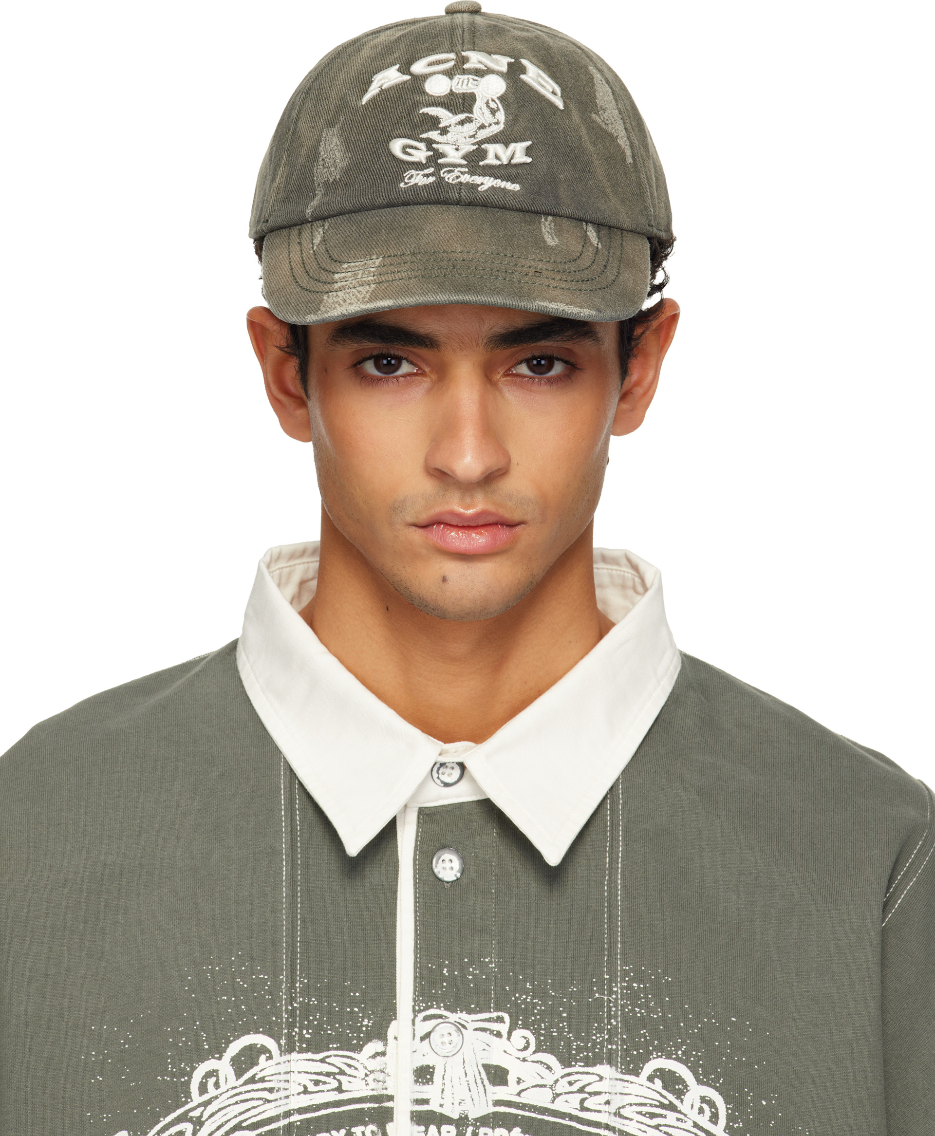 Acne Studios: Gray Logo Cap | SSENSE Canada