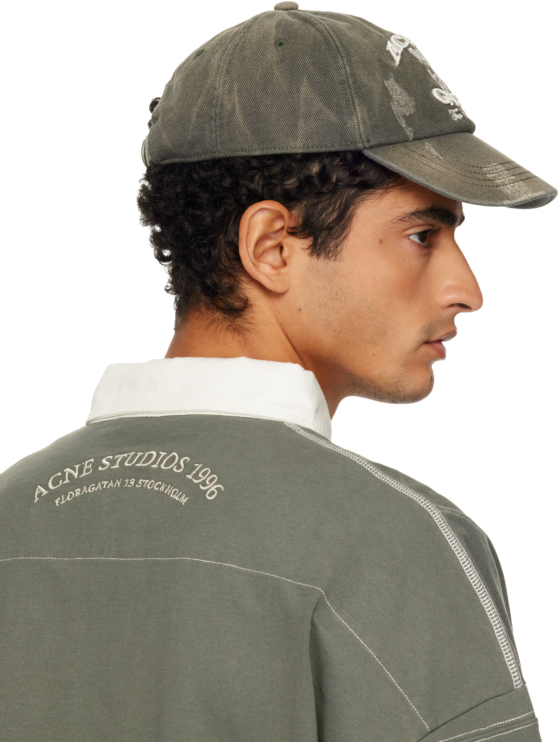 Acne Studios: Gray Logo Cap | SSENSE Canada