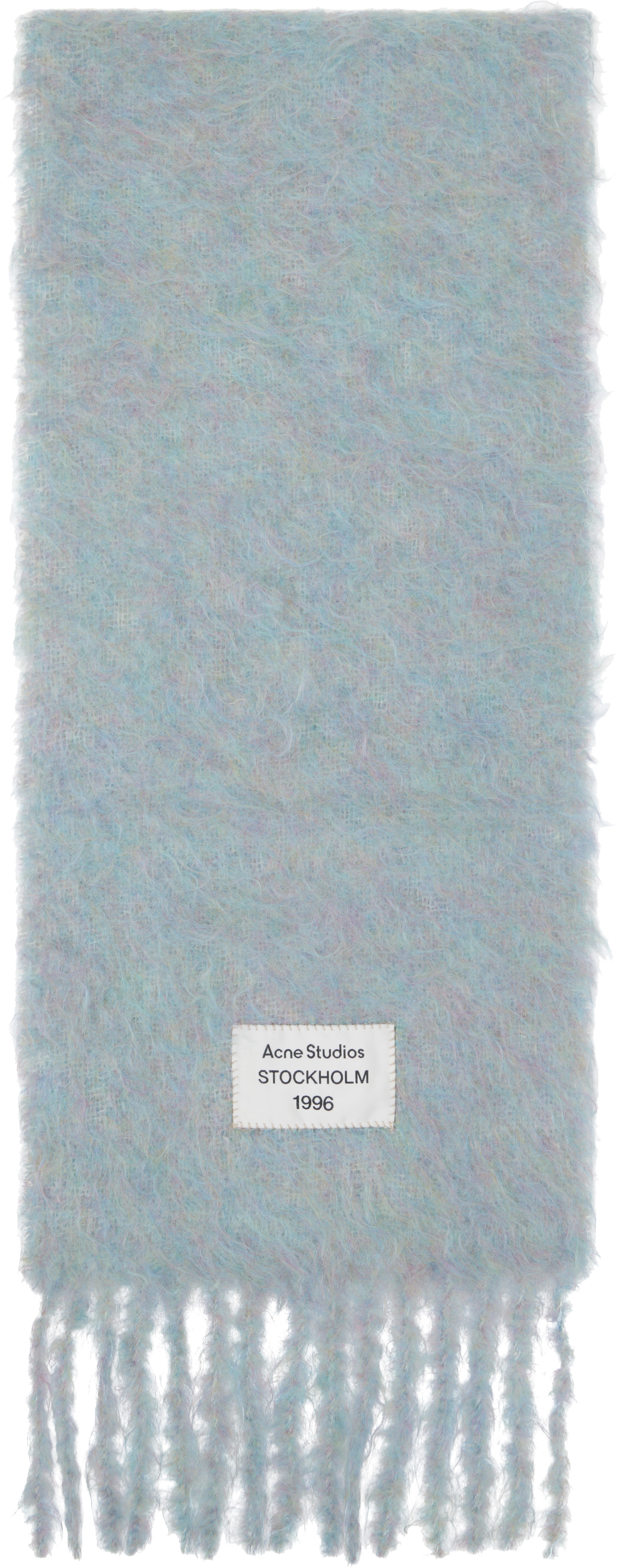 Acne Studios: Blue Logo Wool Scarf | SSENSE