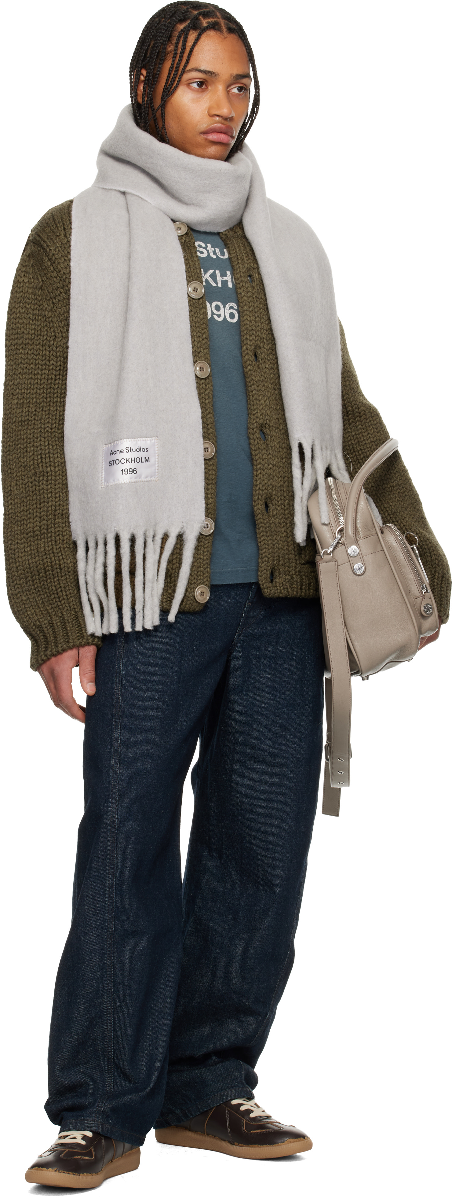 Acne Studios - Écharpe grise en tricot d'alpage