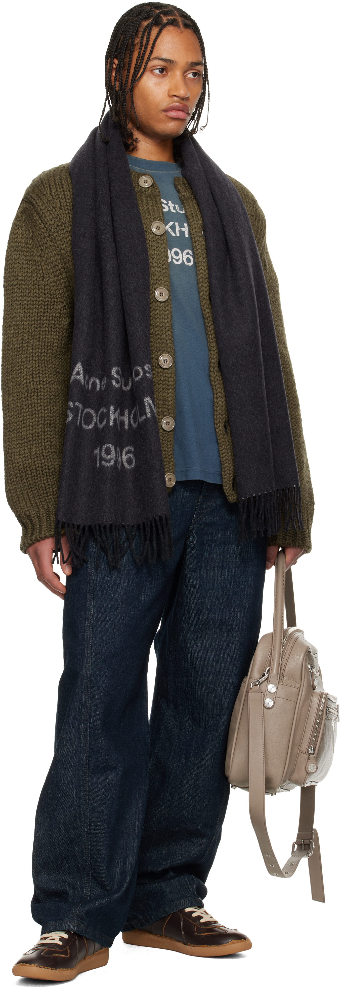 Acne Studios - Écharpe large noire à logo
