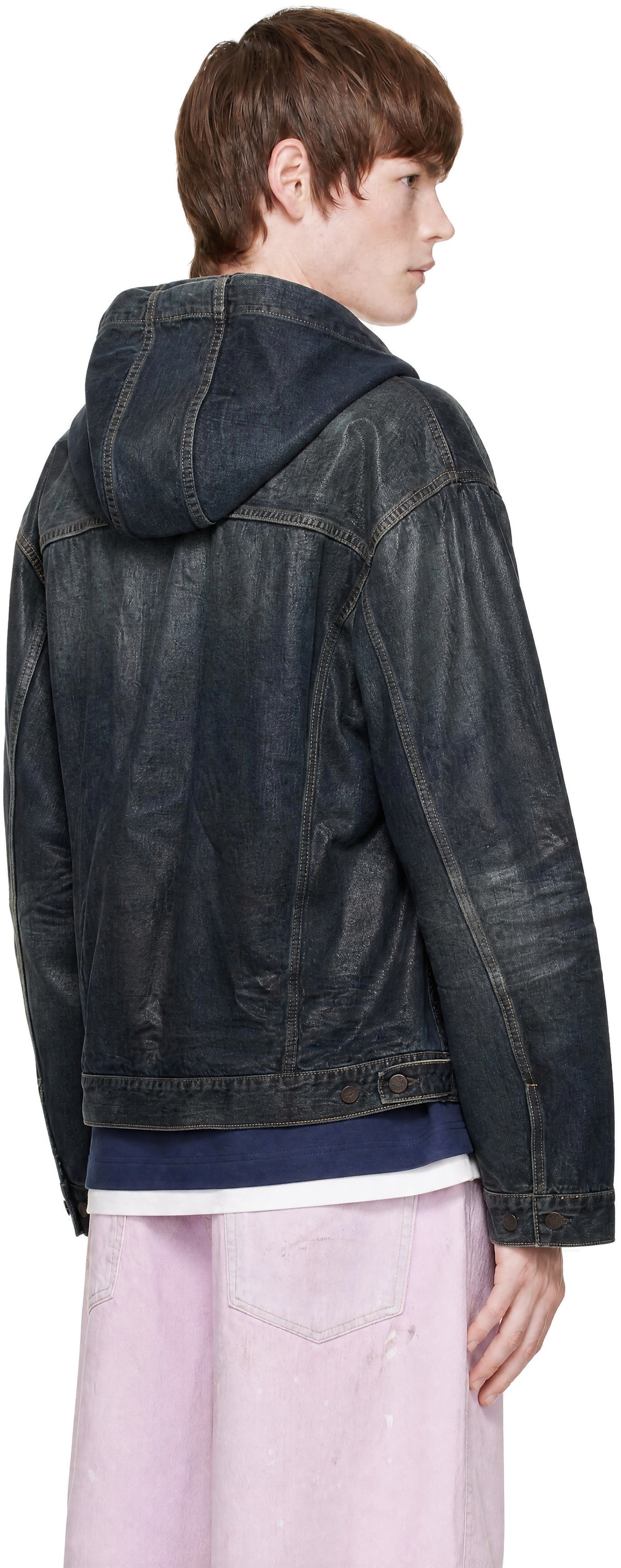 Acne Studios - Blouson bleu en denim à capuche