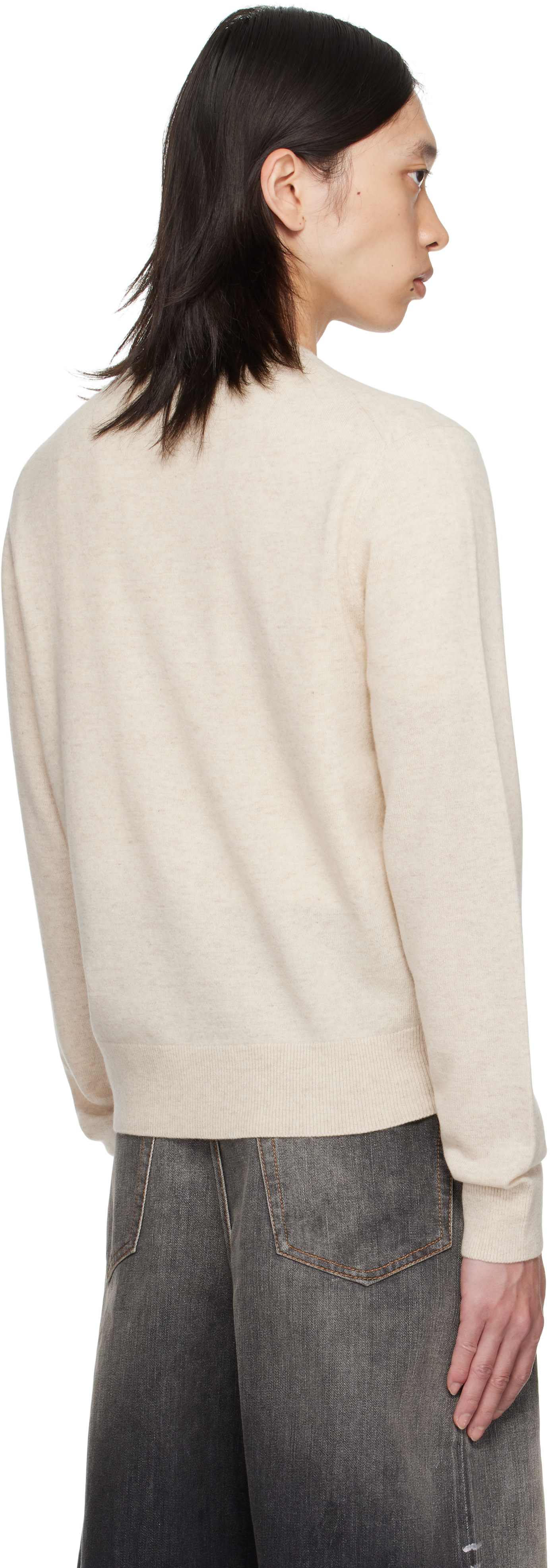 Acne Studios - Pull beige à col ras du cou