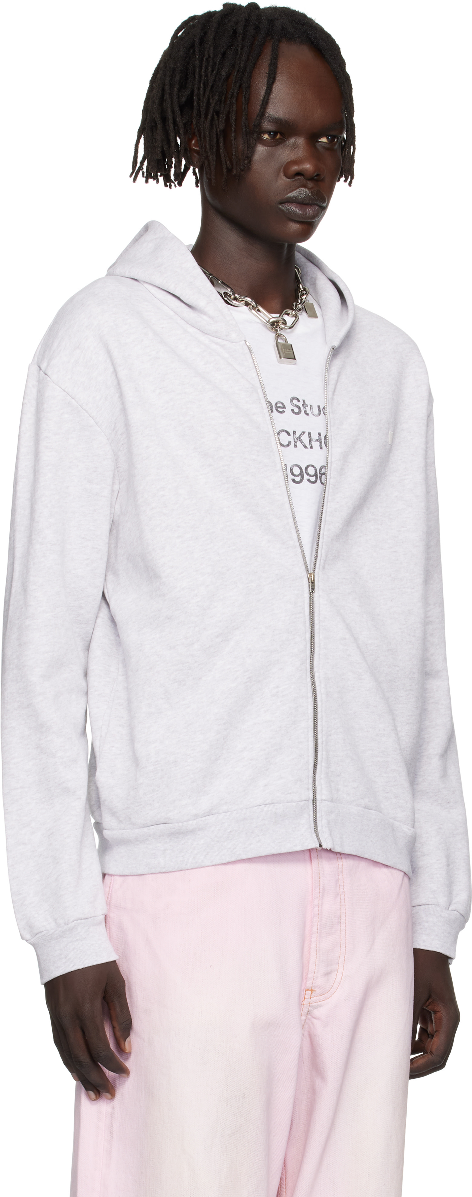 Acne Studios: Gray Zipper Hoodie | SSENSE