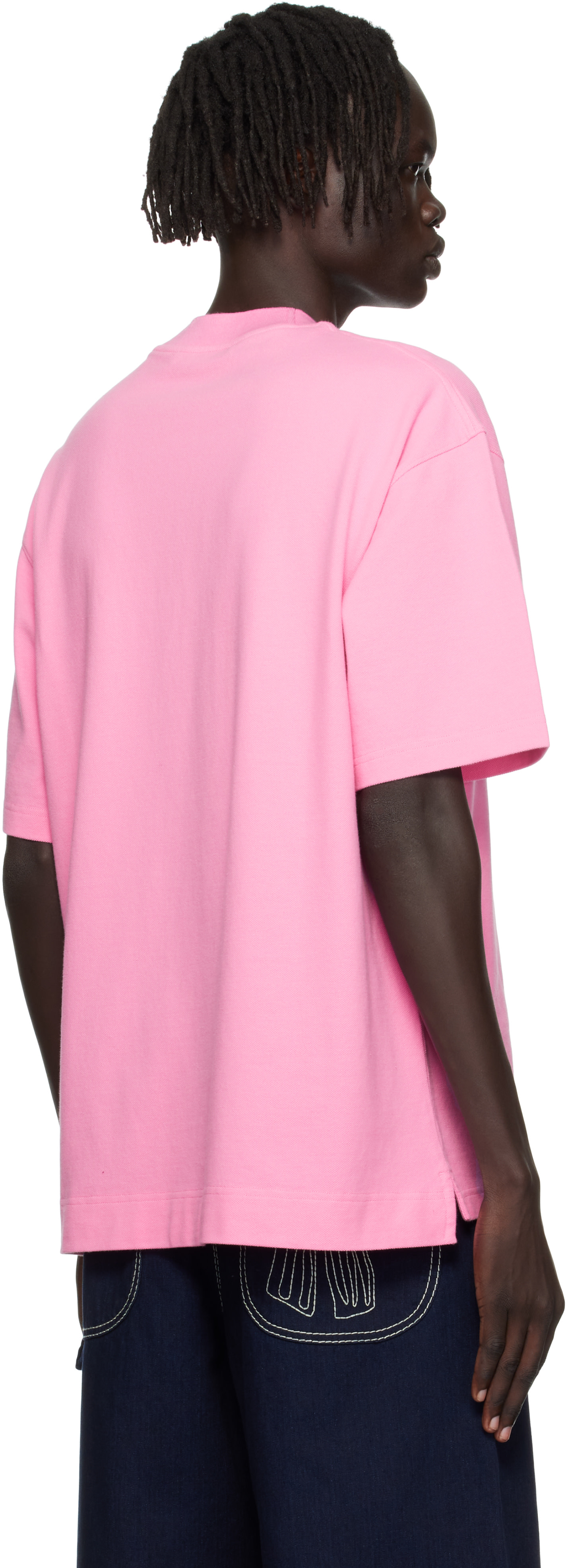 Acne Studios: ピンク ロゴ リラックスフィット Tシャツ | SSENSE 日本