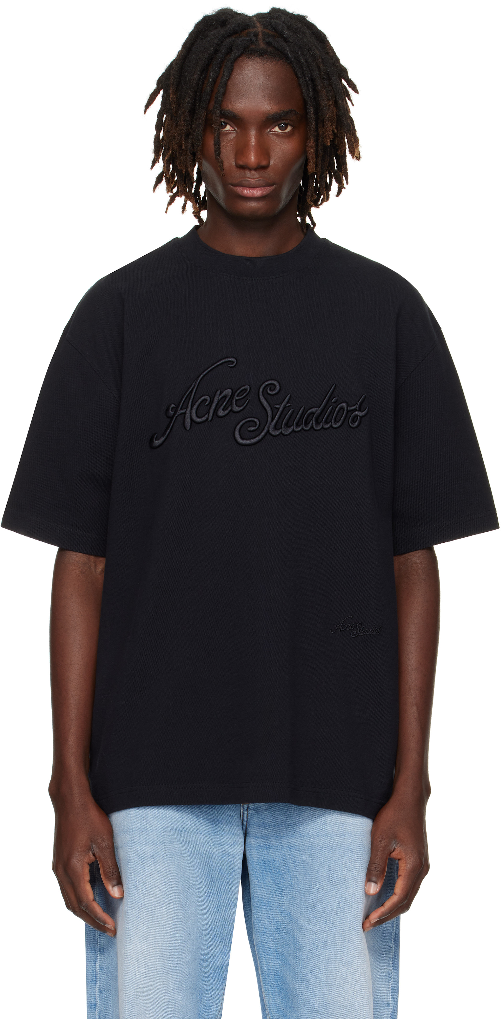 Acne Studios - T-shirt décontracté noir à logo
