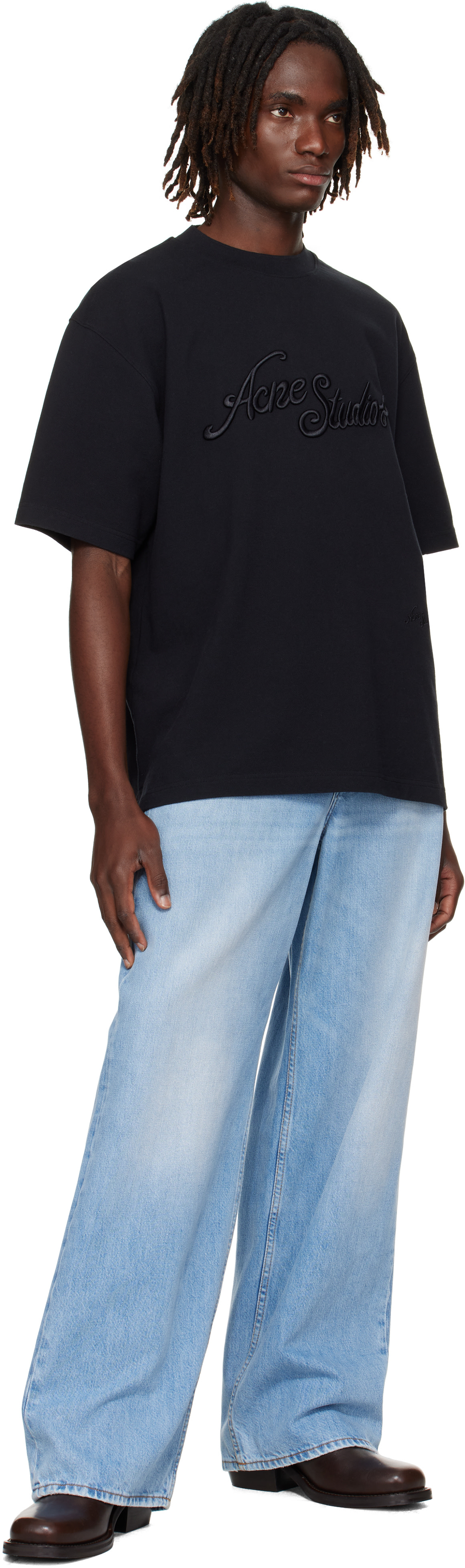 Acne Studios - T-shirt décontracté noir à logo