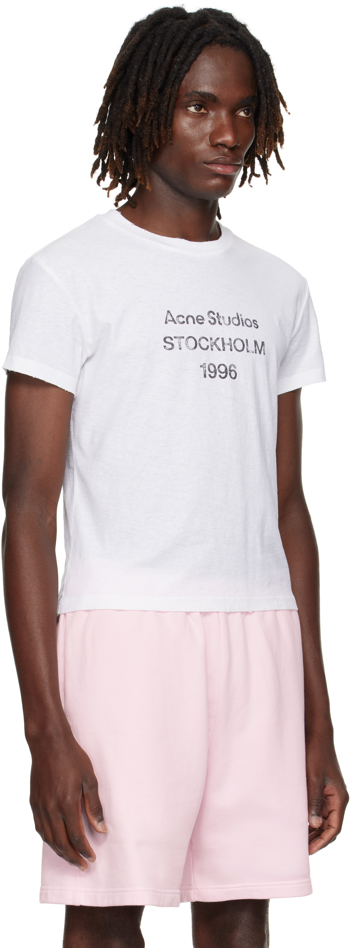 Acne Studios - T-shirt blanc cassé à logo