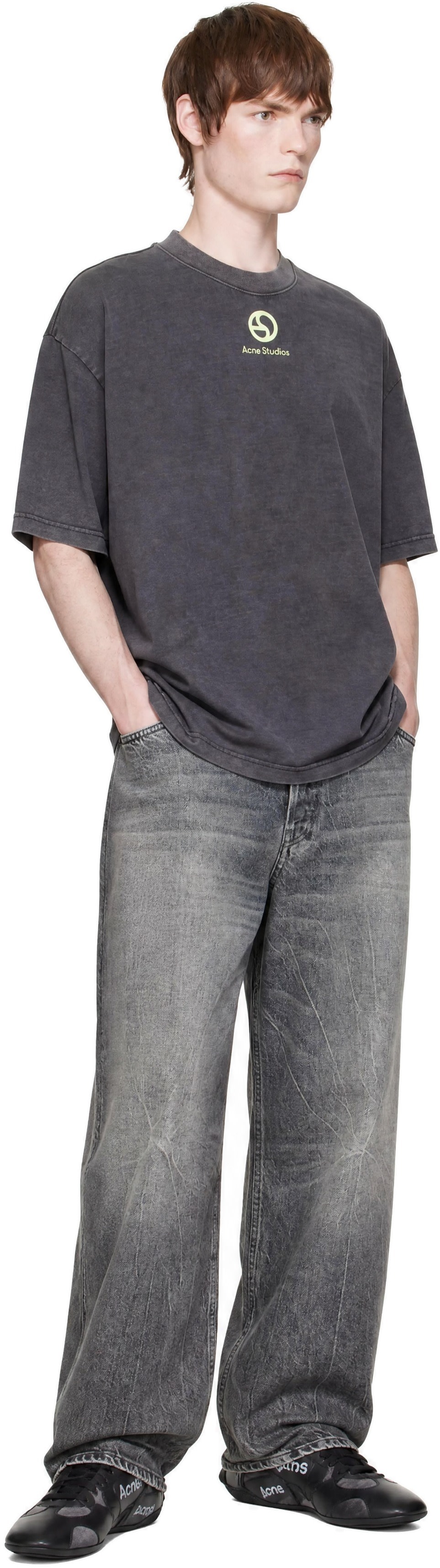 Acne Studios - T-shirt gris à logo
