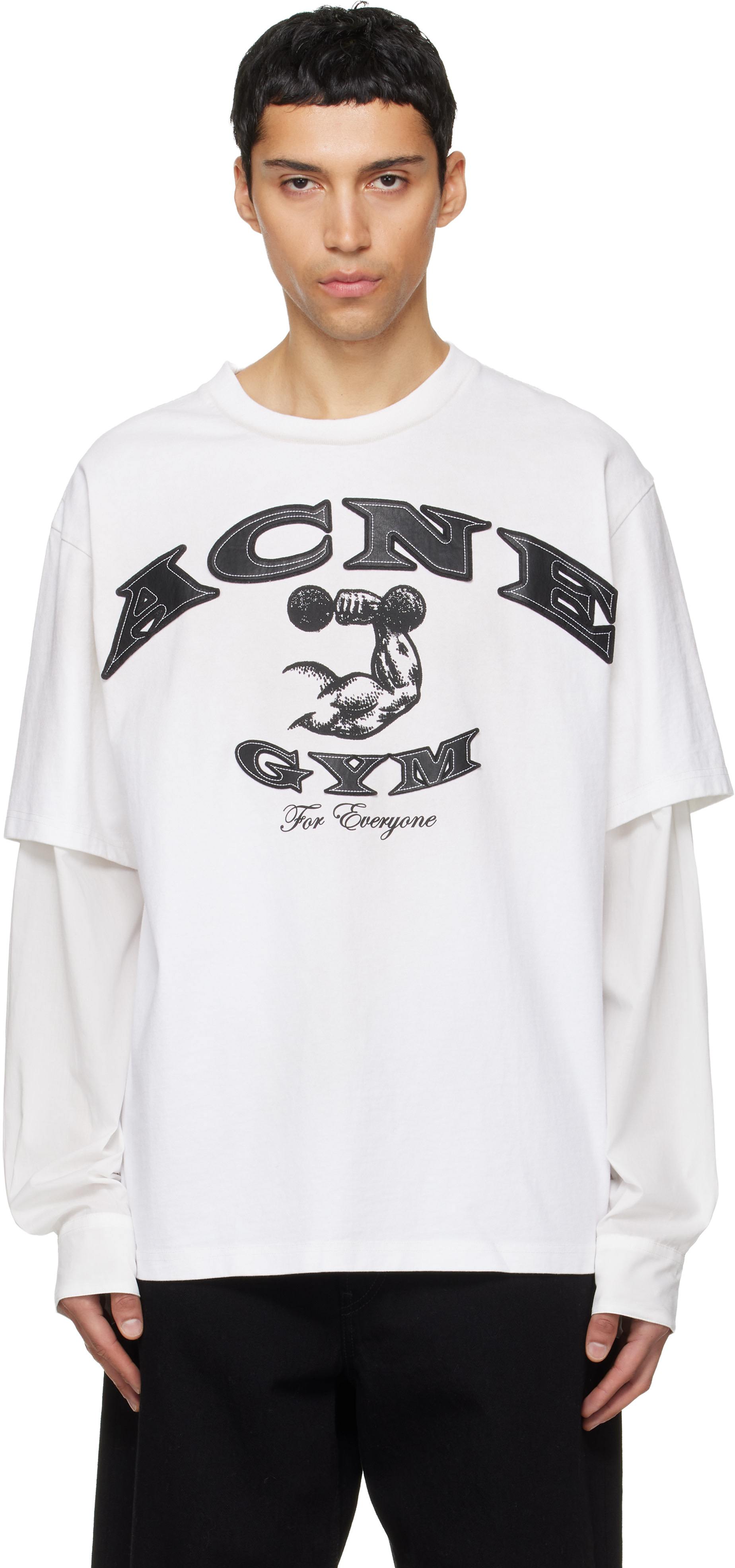 Acne Studios: オフホワイト レイヤード スリーブ Tシャツ | SSENSE 日本
