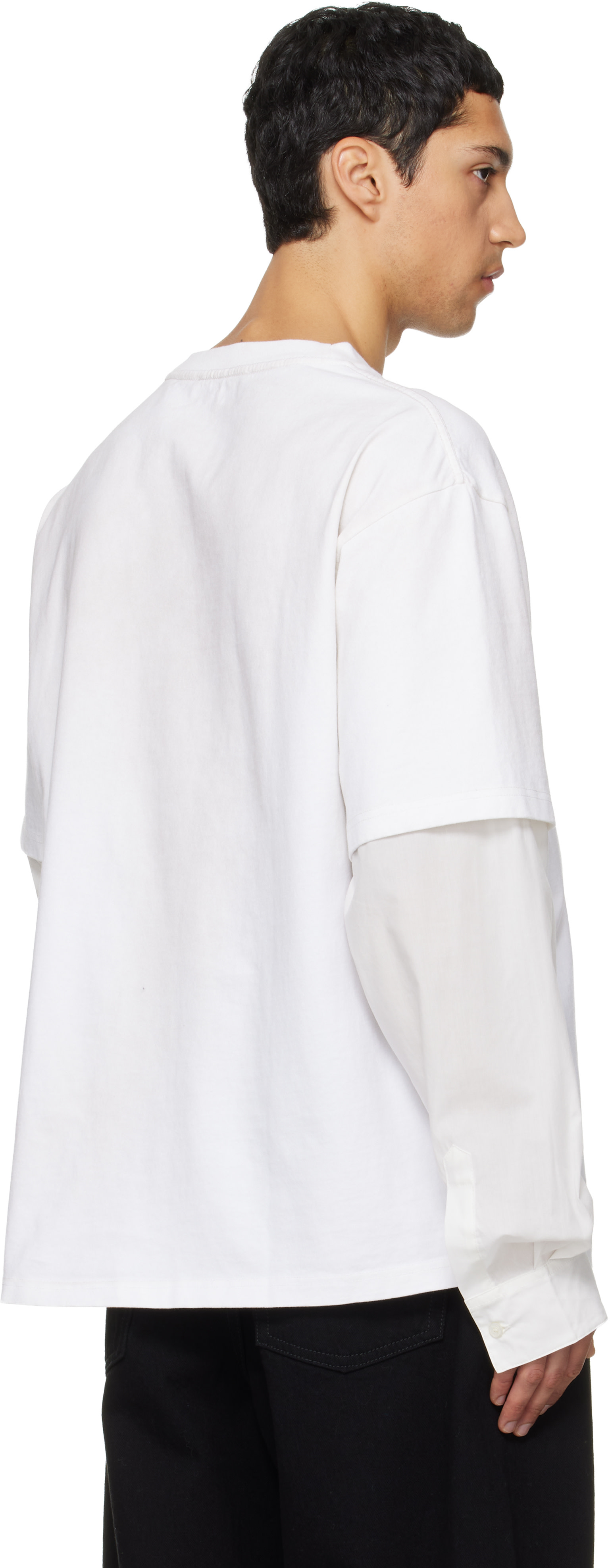 Acne Studios: オフホワイト レイヤード スリーブ Tシャツ | SSENSE 日本
