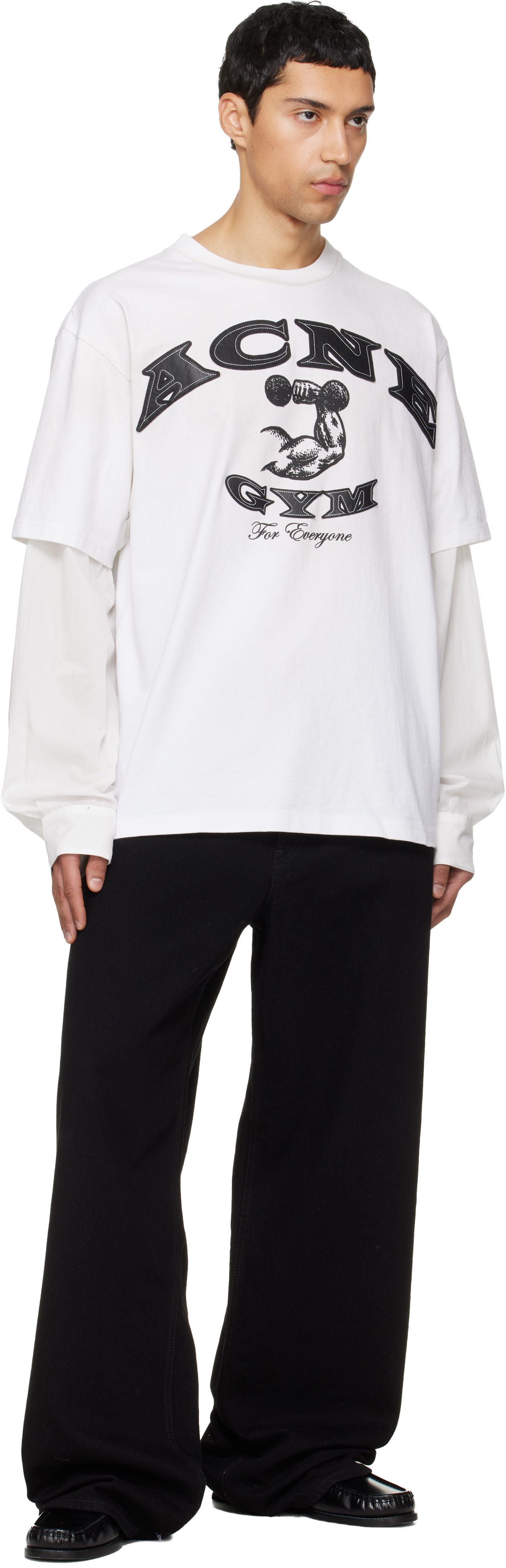 Acne Studios: オフホワイト レイヤード スリーブ Tシャツ | SSENSE 日本
