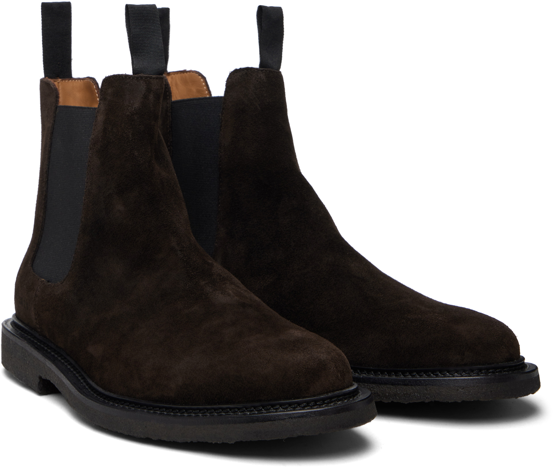 Common Projects: ブラウン ワックス スエード チェルシーブーツ
