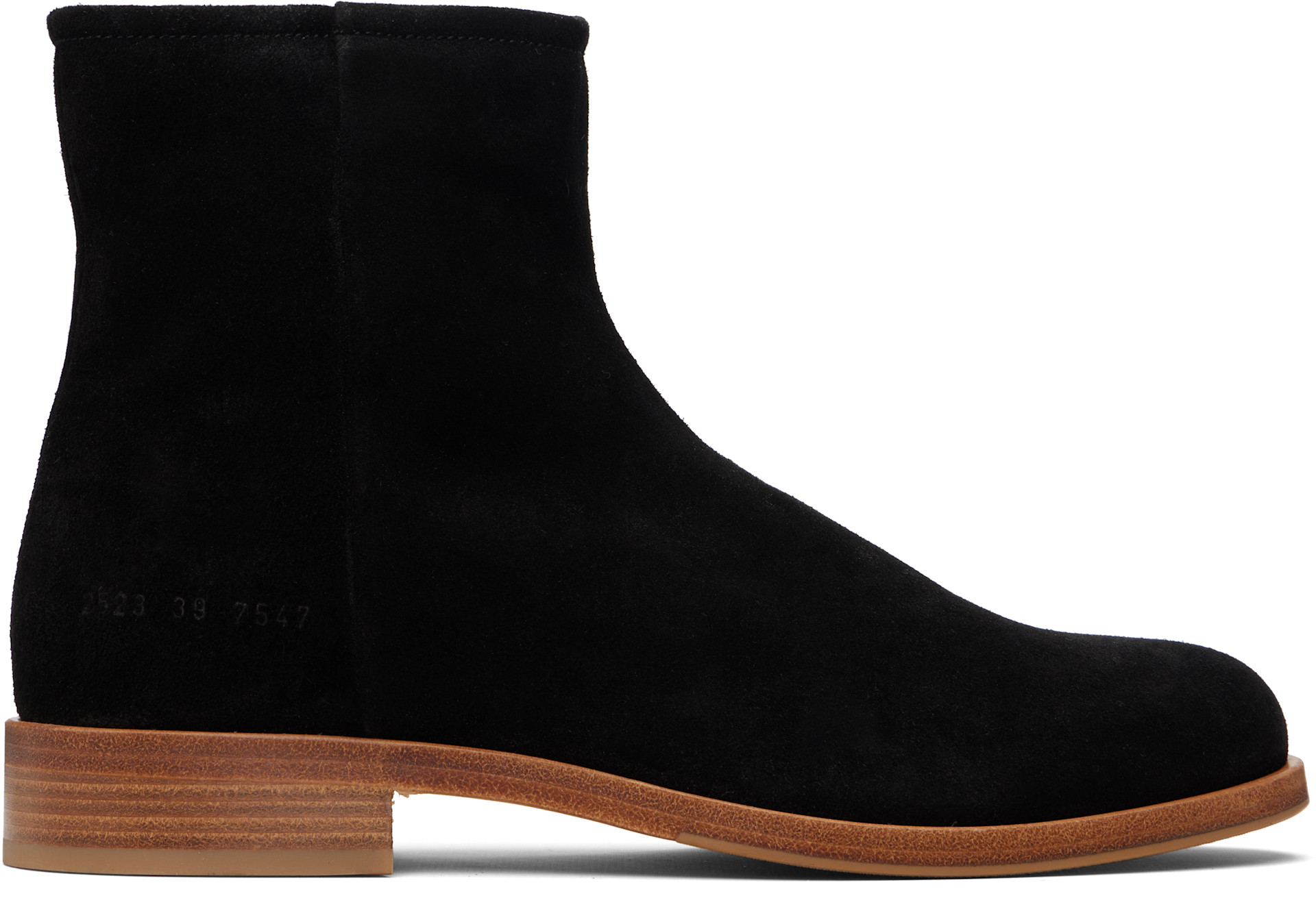 Common Projects - Black Waxed Suede Zipper Boots