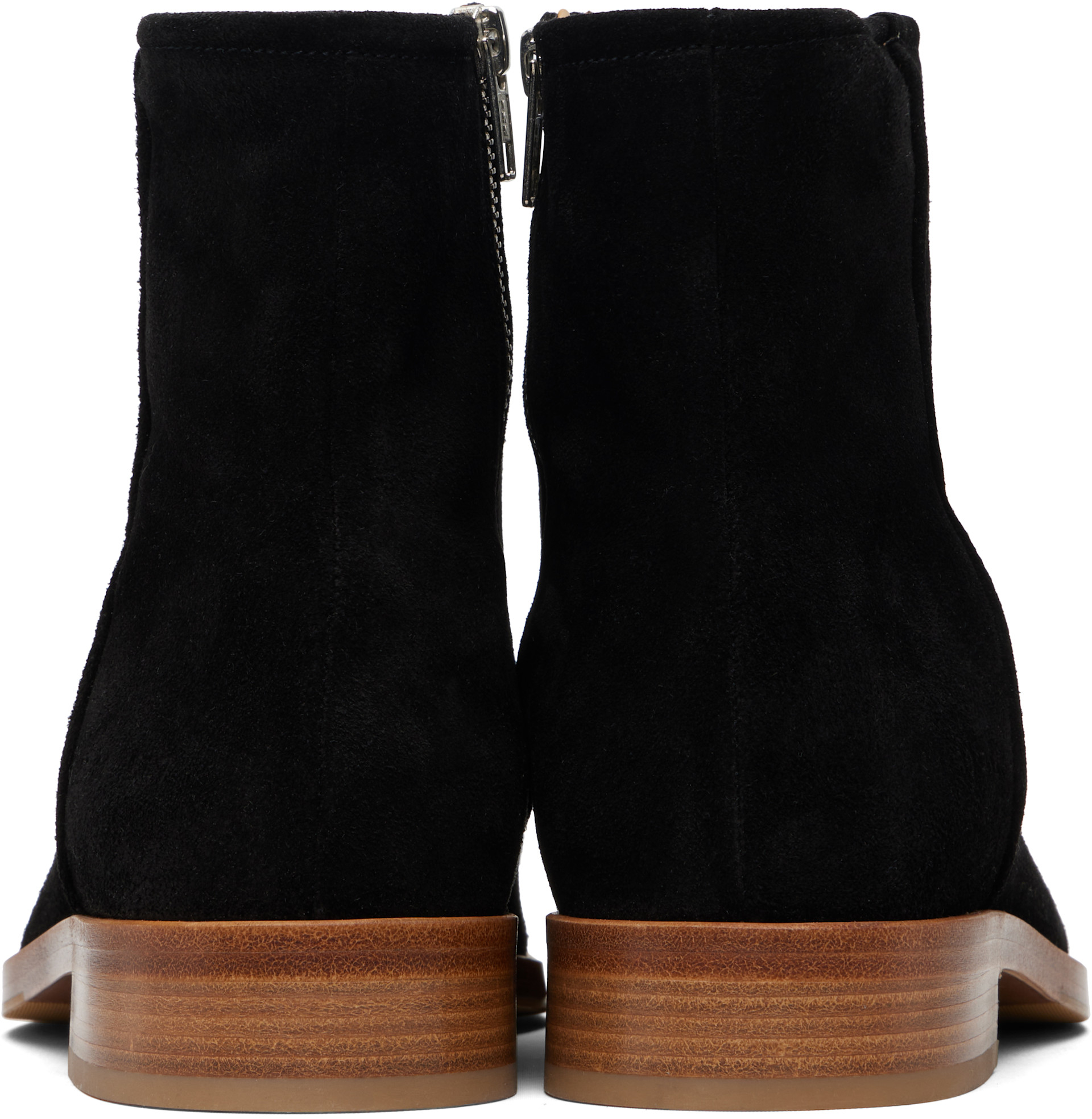 Common Projects - Black Waxed Suede Zipper Boots