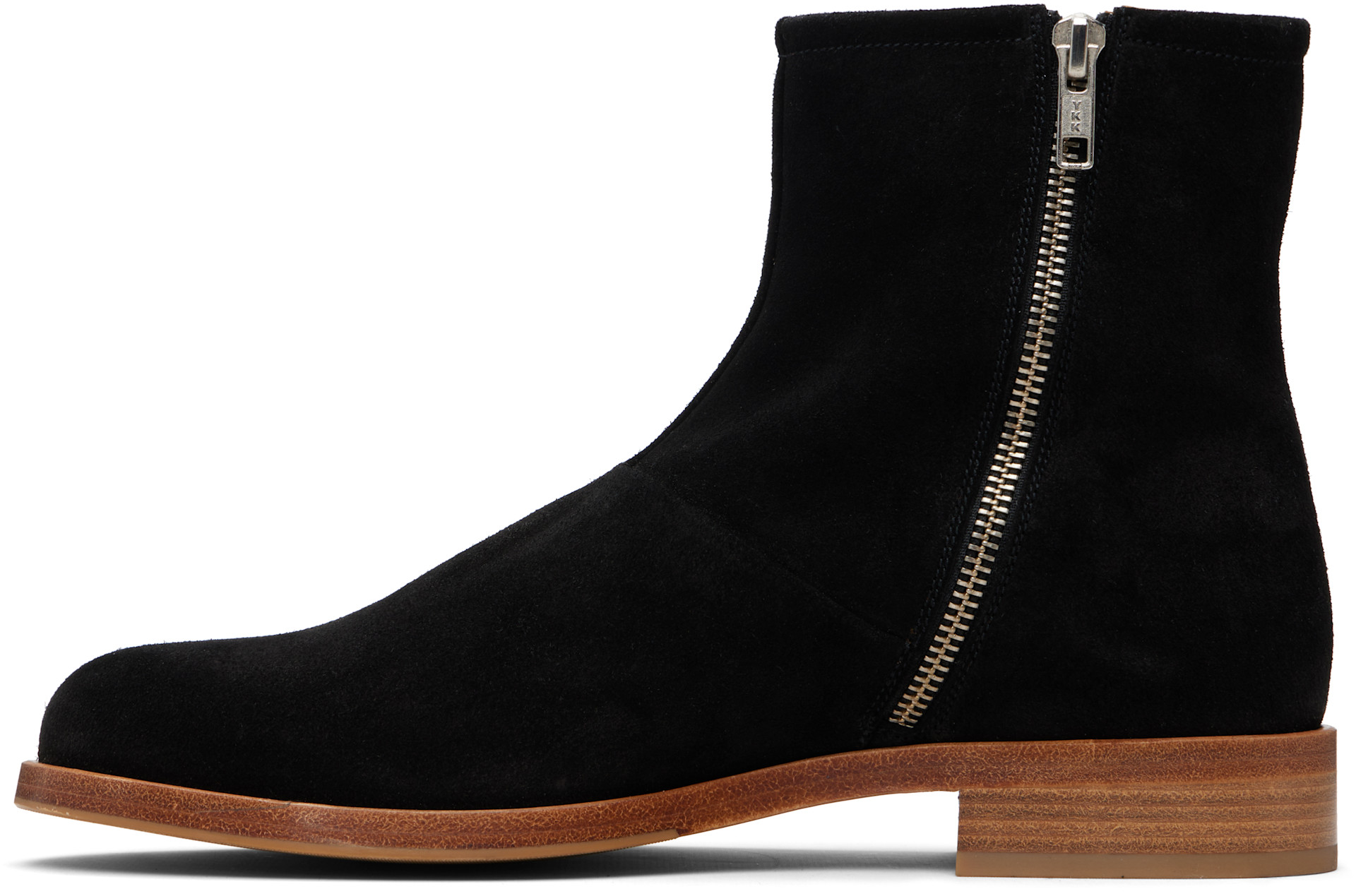 Common Projects - Black Waxed Suede Zipper Boots