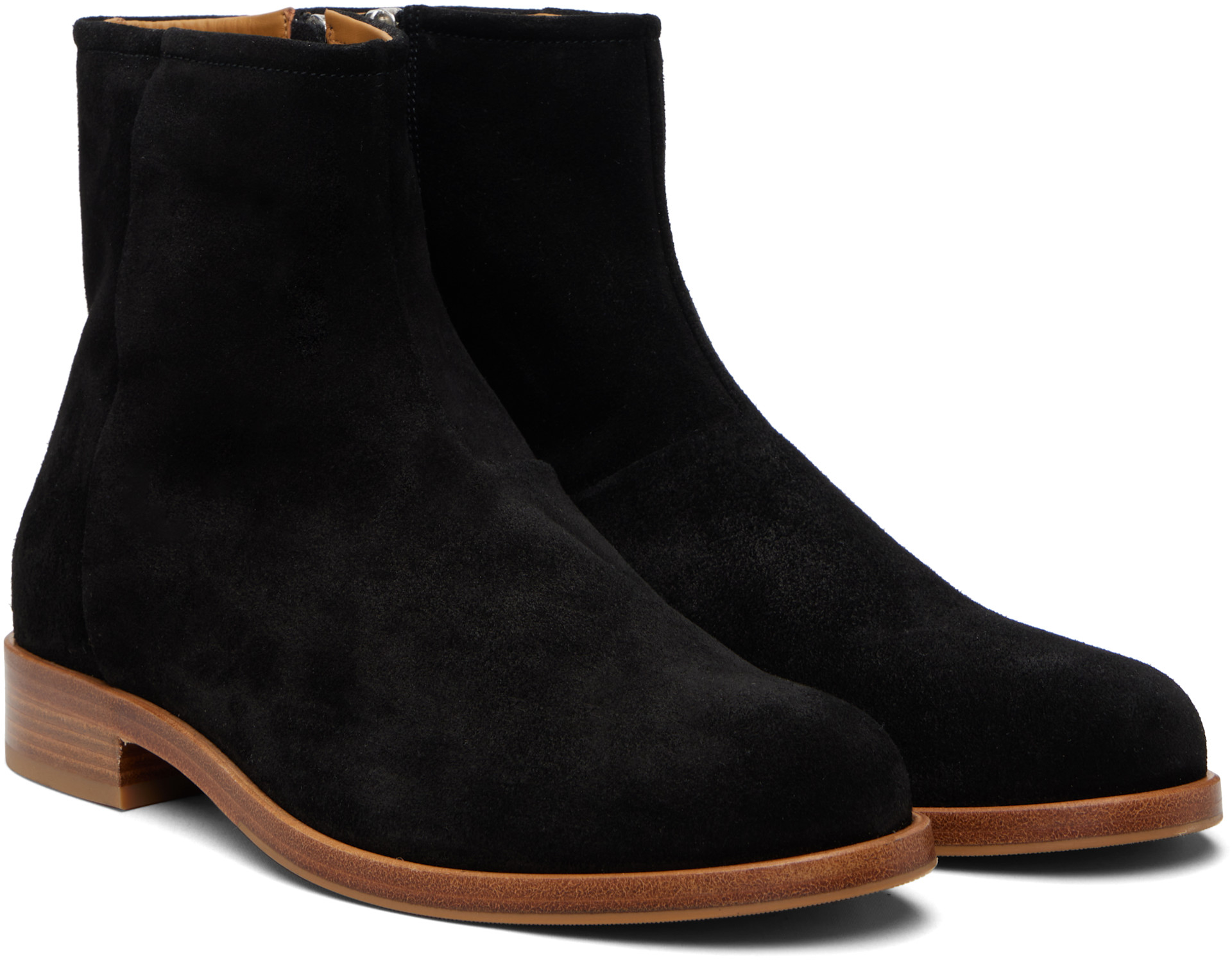 Common Projects - Black Waxed Suede Zipper Boots