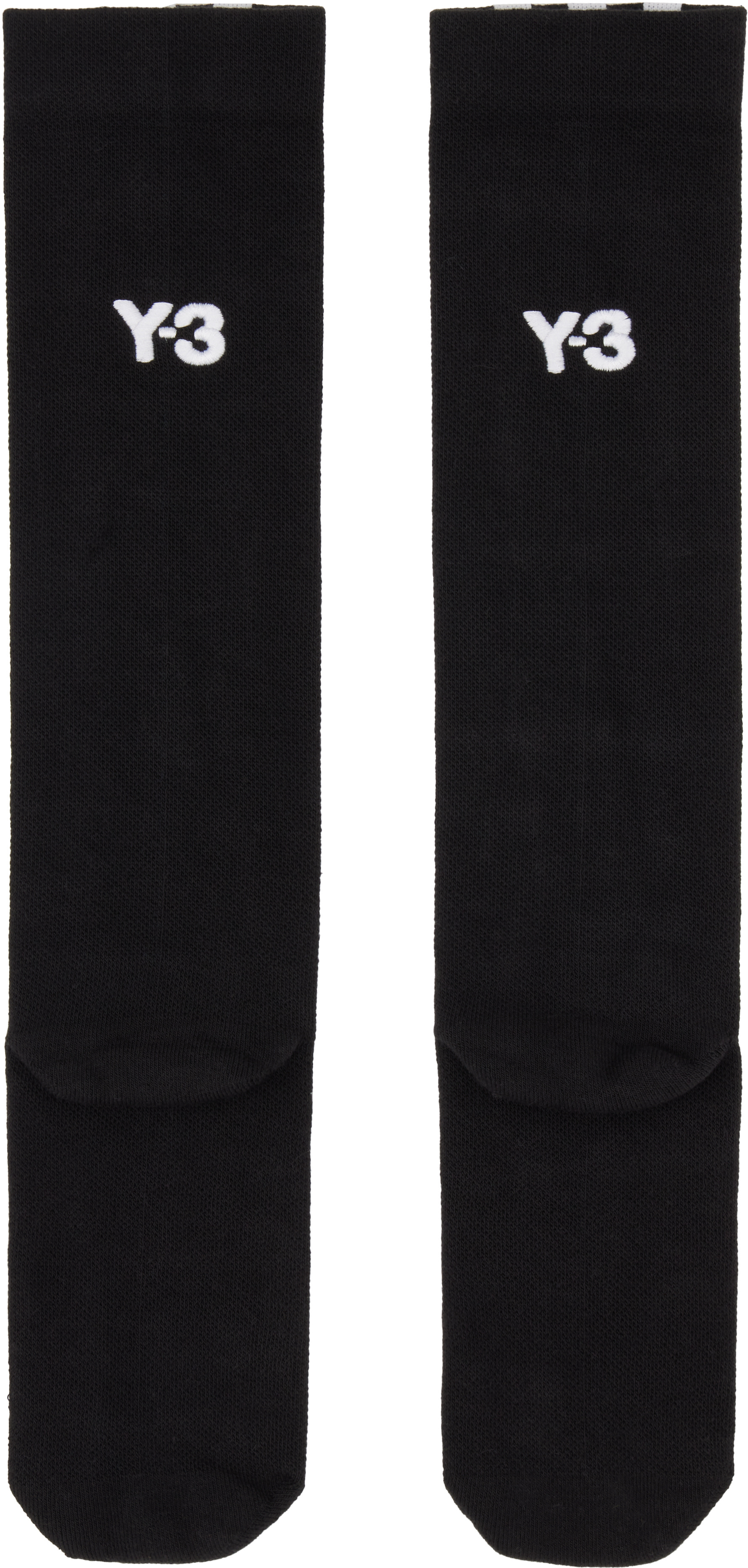 Y-3 - Chaussettes noires à rayures