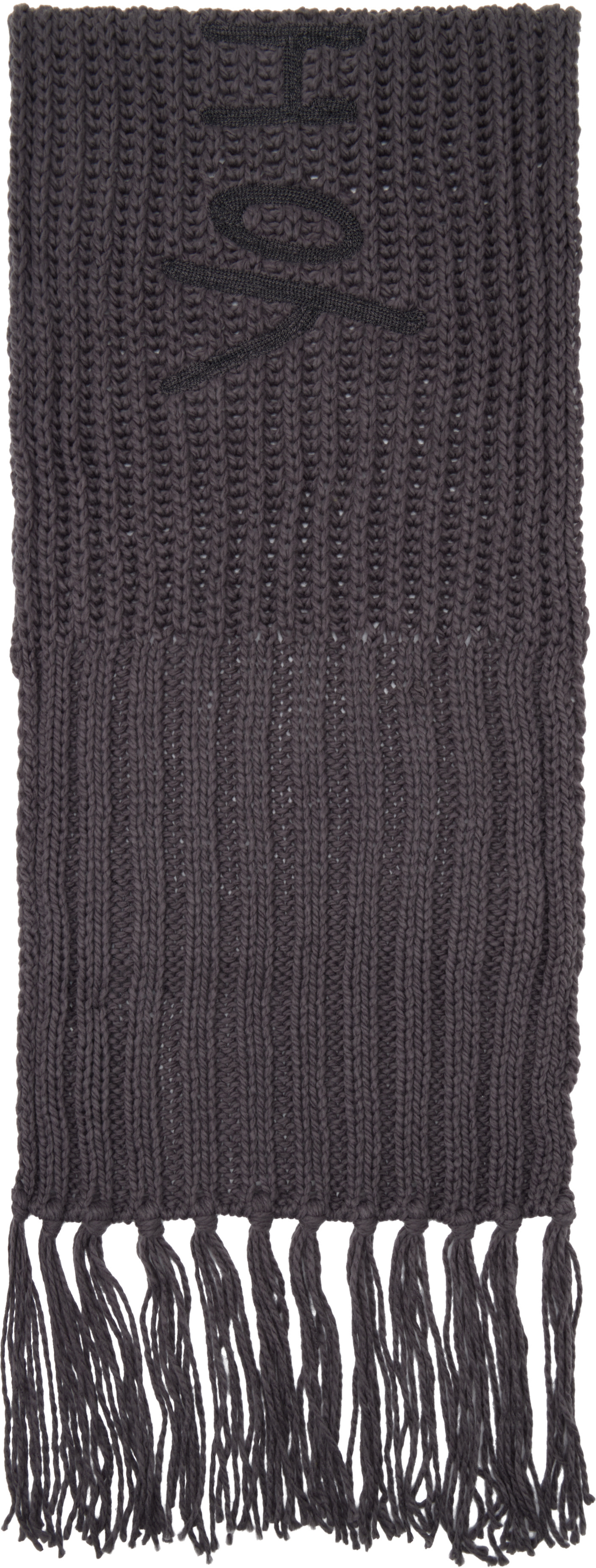 Y-3: Gray Oversized Chunky Knit Scarf | SSENSE