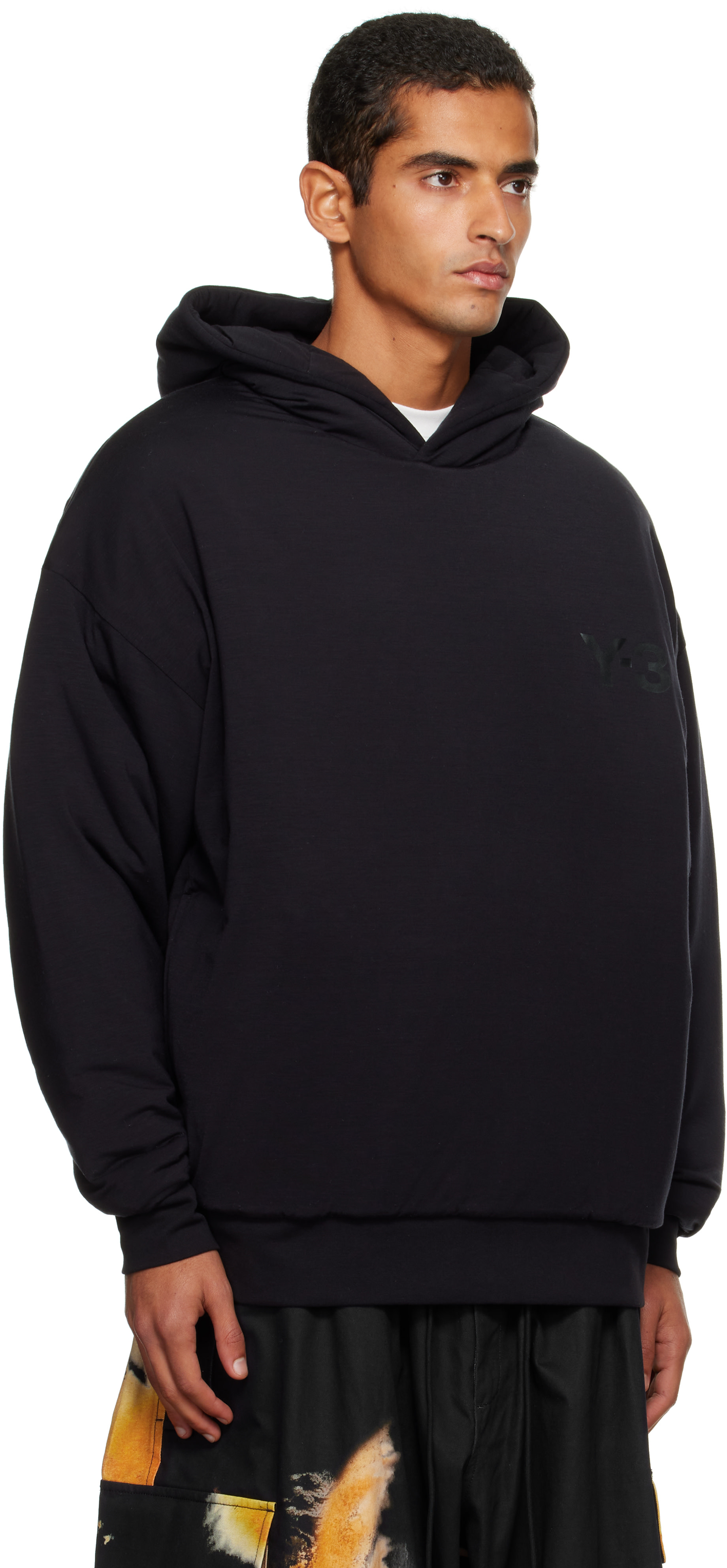 Y-3 - Pull à capuche rembourré noir