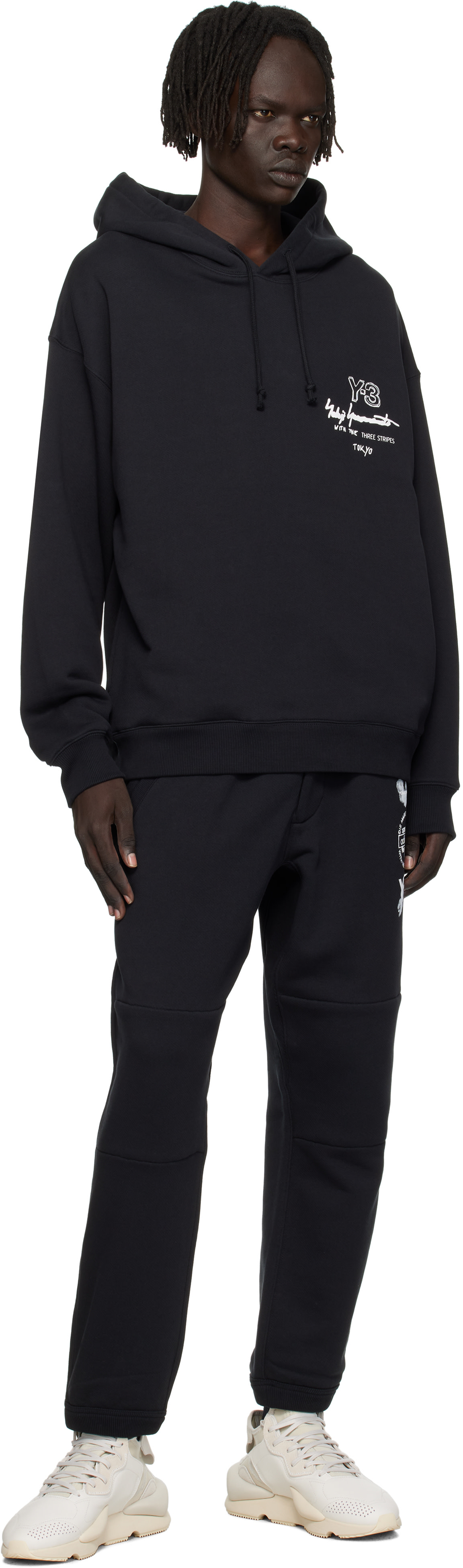 Y-3: Black Graphic FT Hoodie | SSENSE