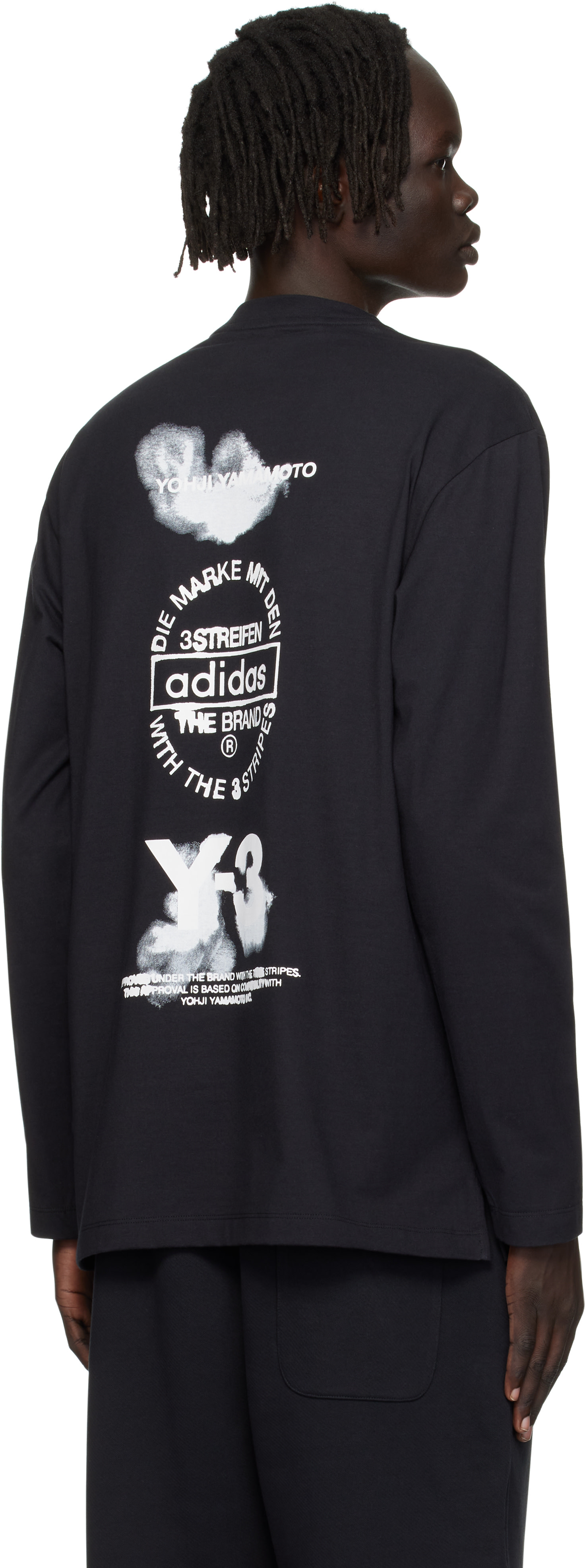 Y-3: ブラック グラフィック 長袖Tシャツ | SSENSE 日本