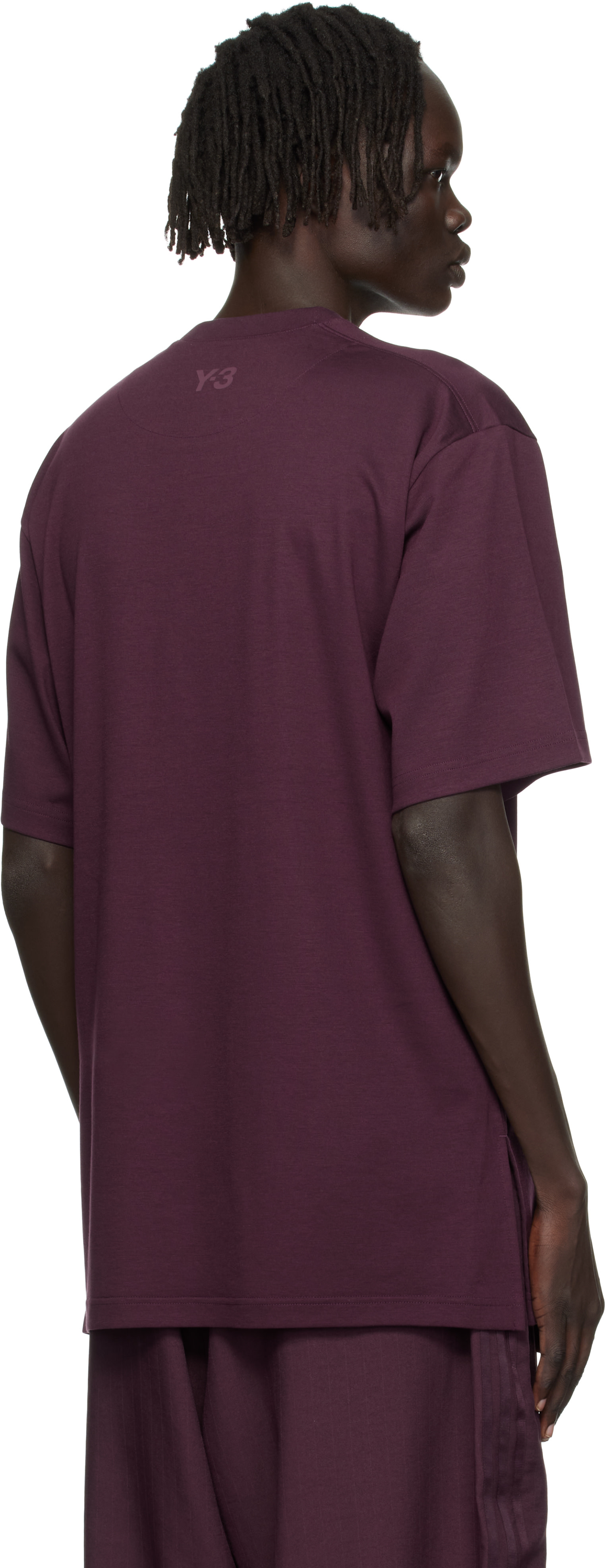Y-3: Burgundy Premium Short Sleeve T-shirt | SSENSE