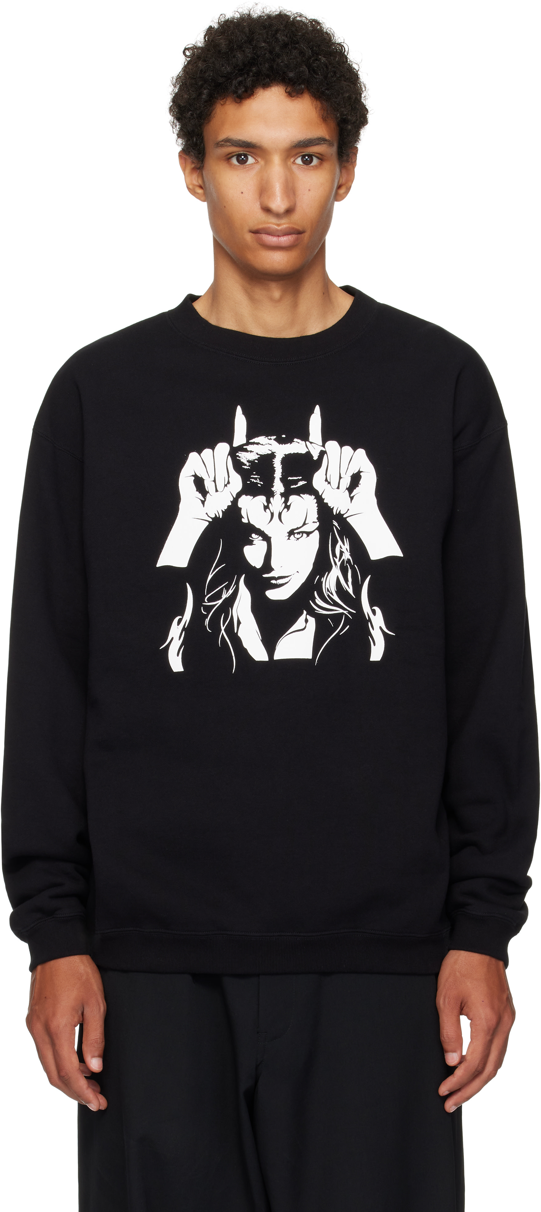 Y's For Men - Pull molletonné noir à image