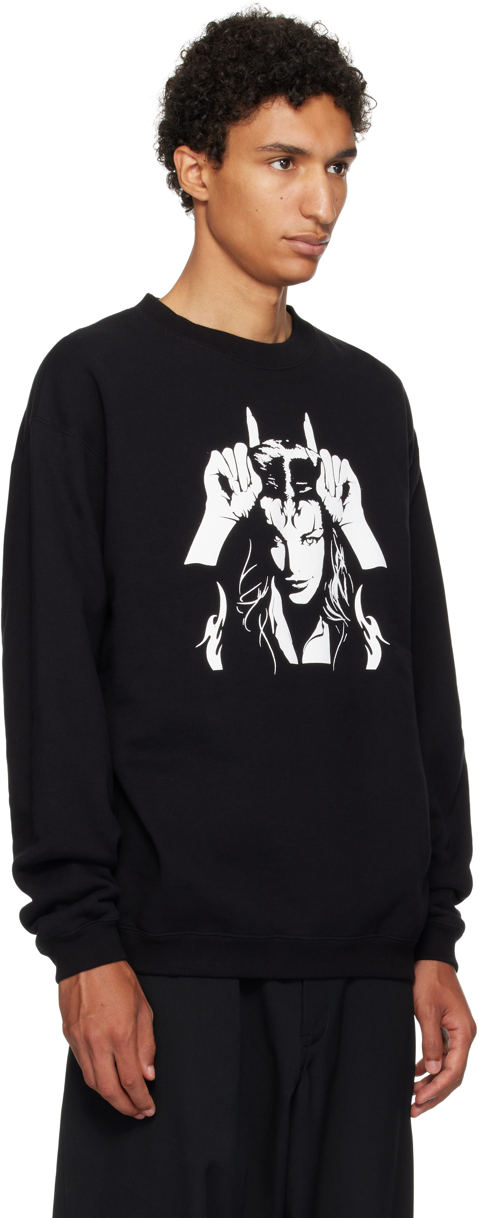 Y's For Men - Pull molletonné noir à image