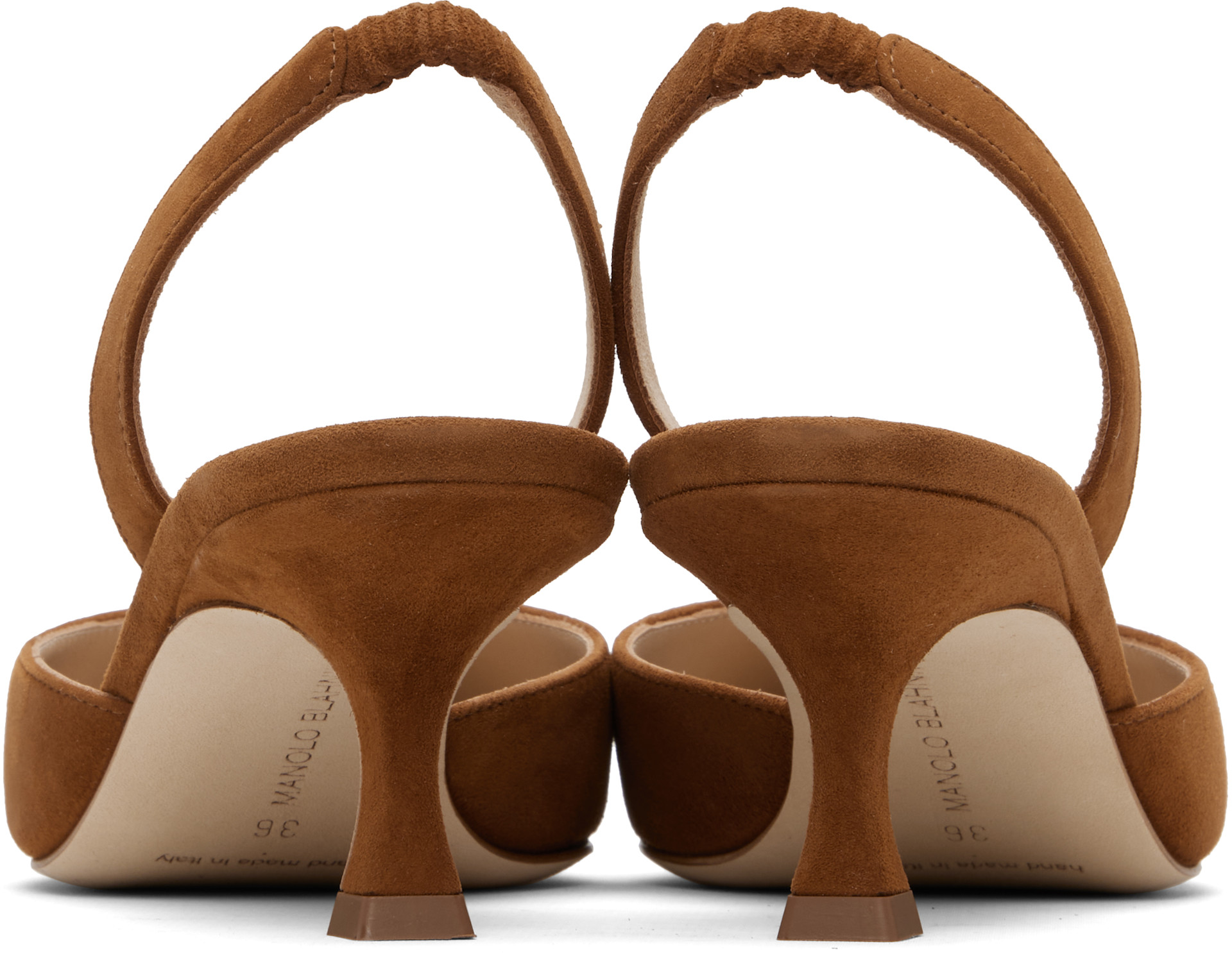 MANOLO BLAHNIK キャロリン スエード ブラウン 38 Manolo Blahnik: Tan Carolyne Heeled Sandals | SSENSE