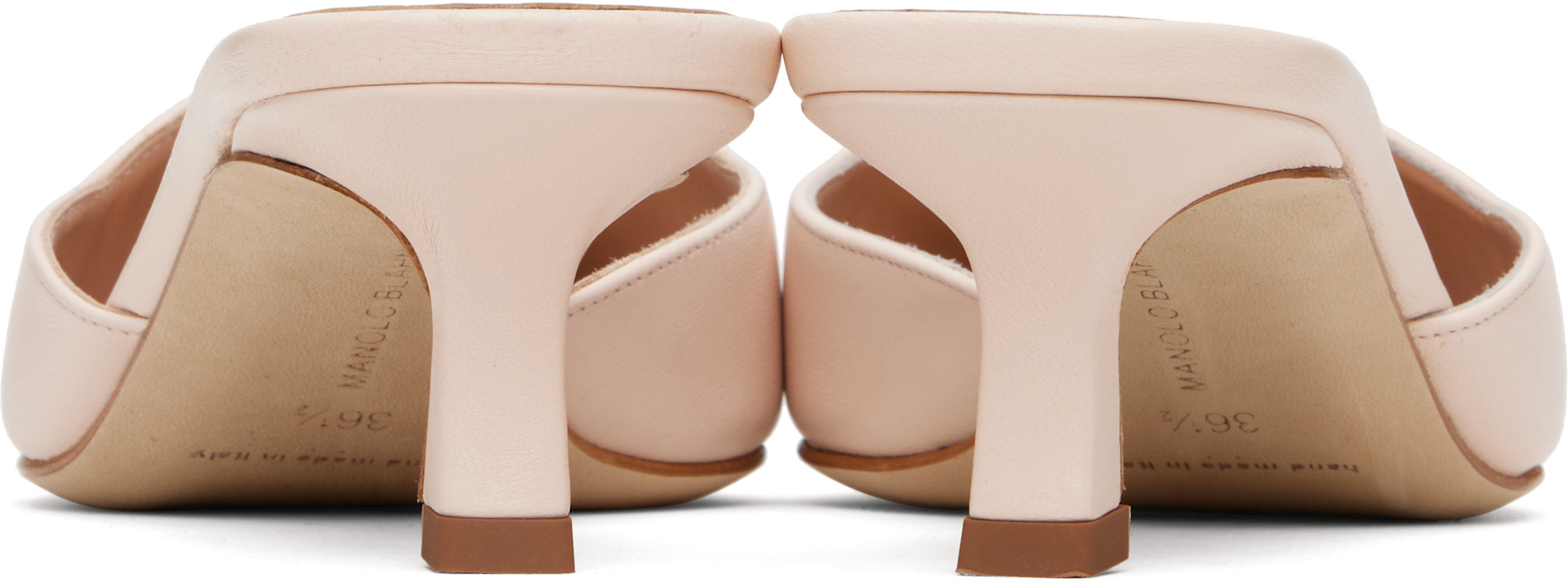 Manolo Blahnik: Pink Moiramu Mules | SSENSE Canada
