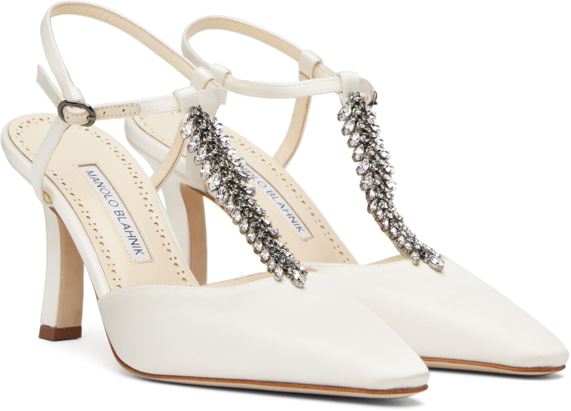 Manolo Blahnik: White Sufik Heels | SSENSE Manolo Blahnik: White Sufik Heels | SSENSE