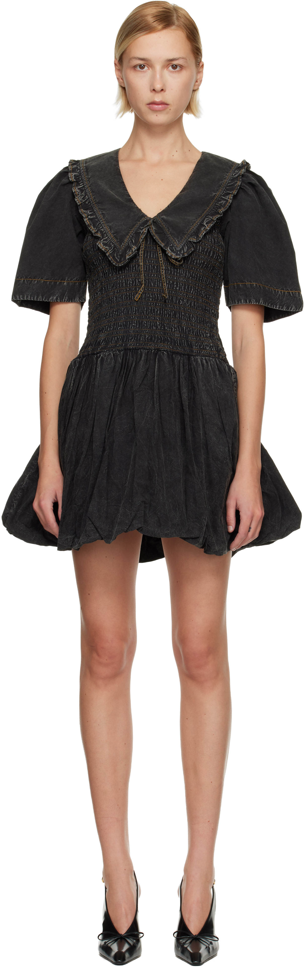 princess polly baby blue dress GANNI: Black Washed Smock Minidress