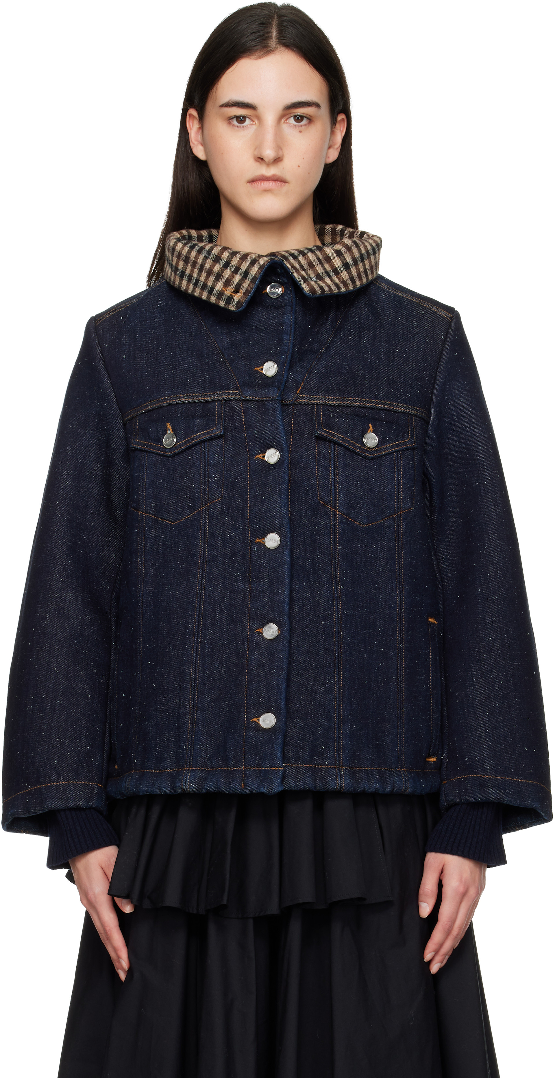 GANNI: Blue Neppy Denim Jacket | SSENSE