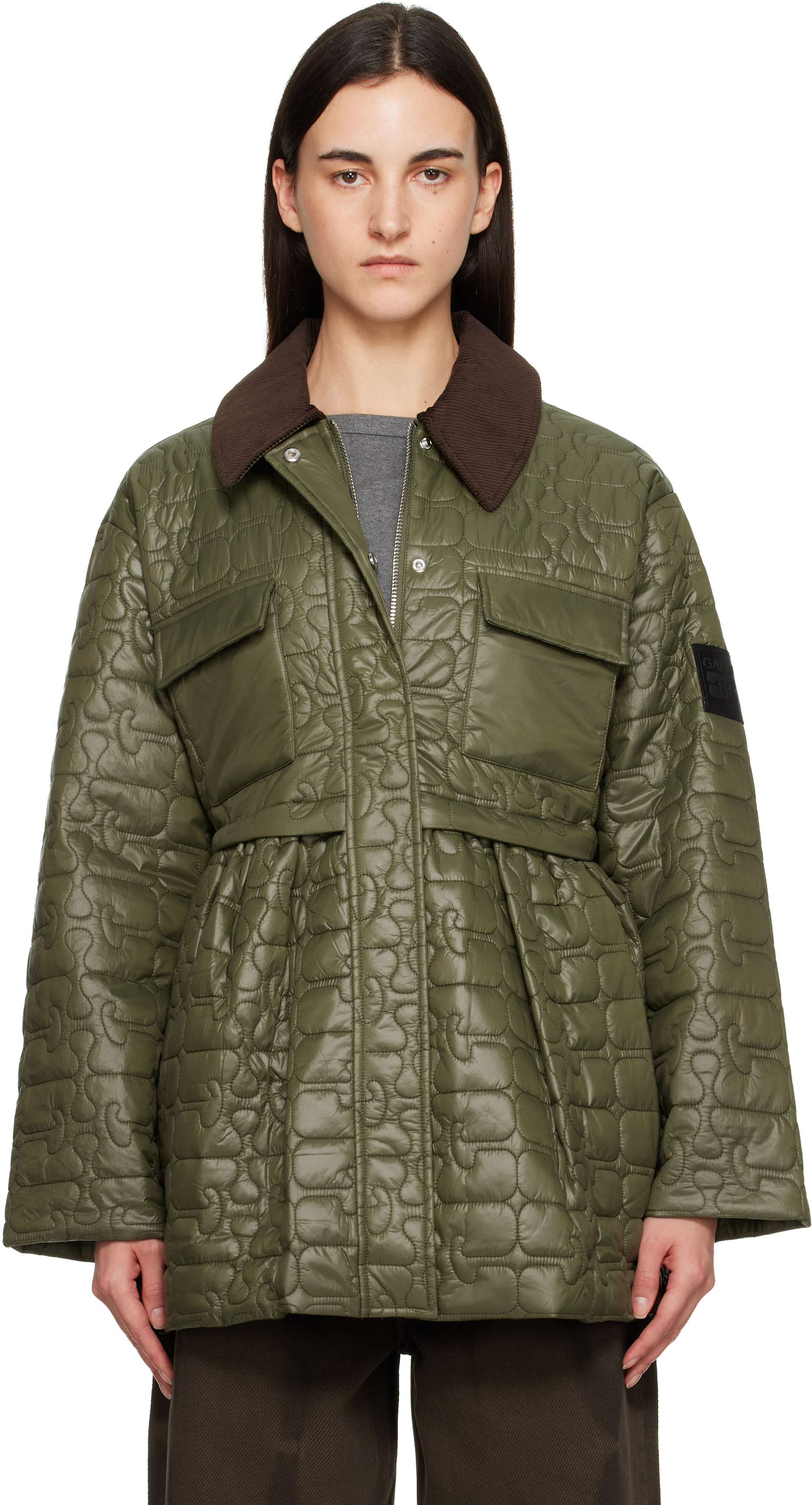GANNI - Blouson midi matelassé vert