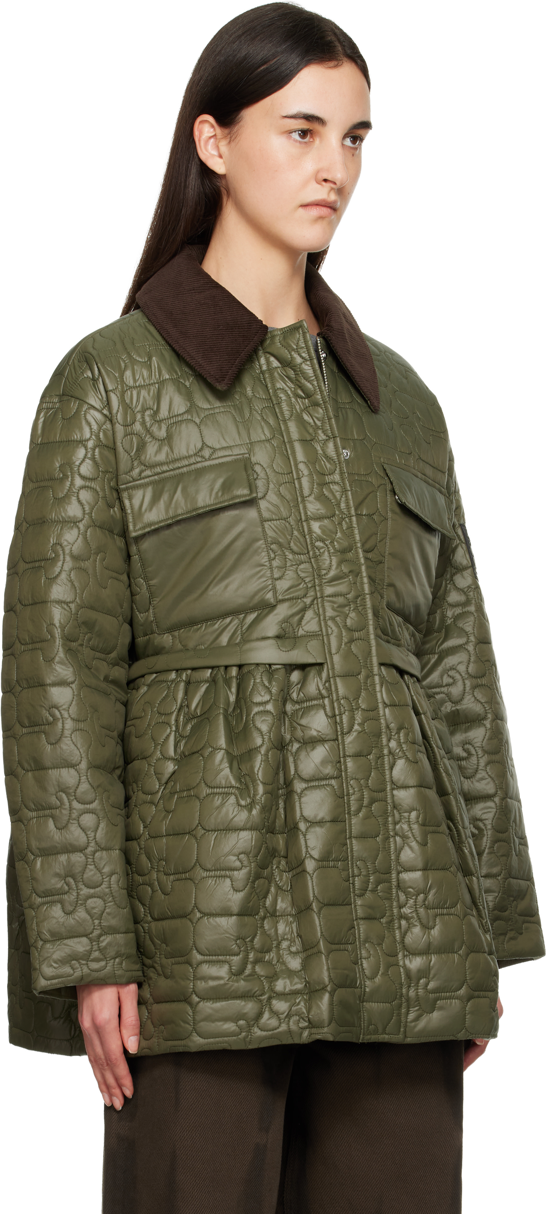 GANNI - Blouson midi matelassé vert