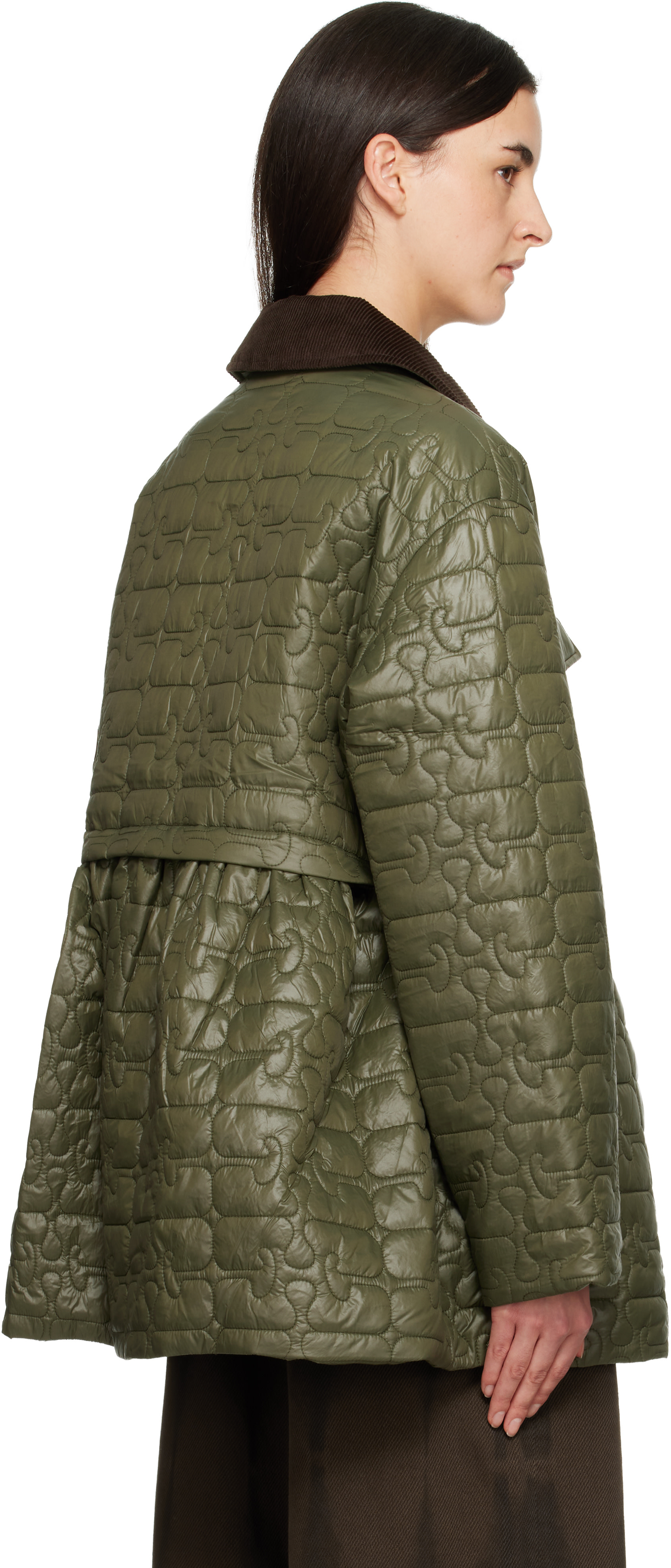 GANNI - Blouson midi matelassé vert