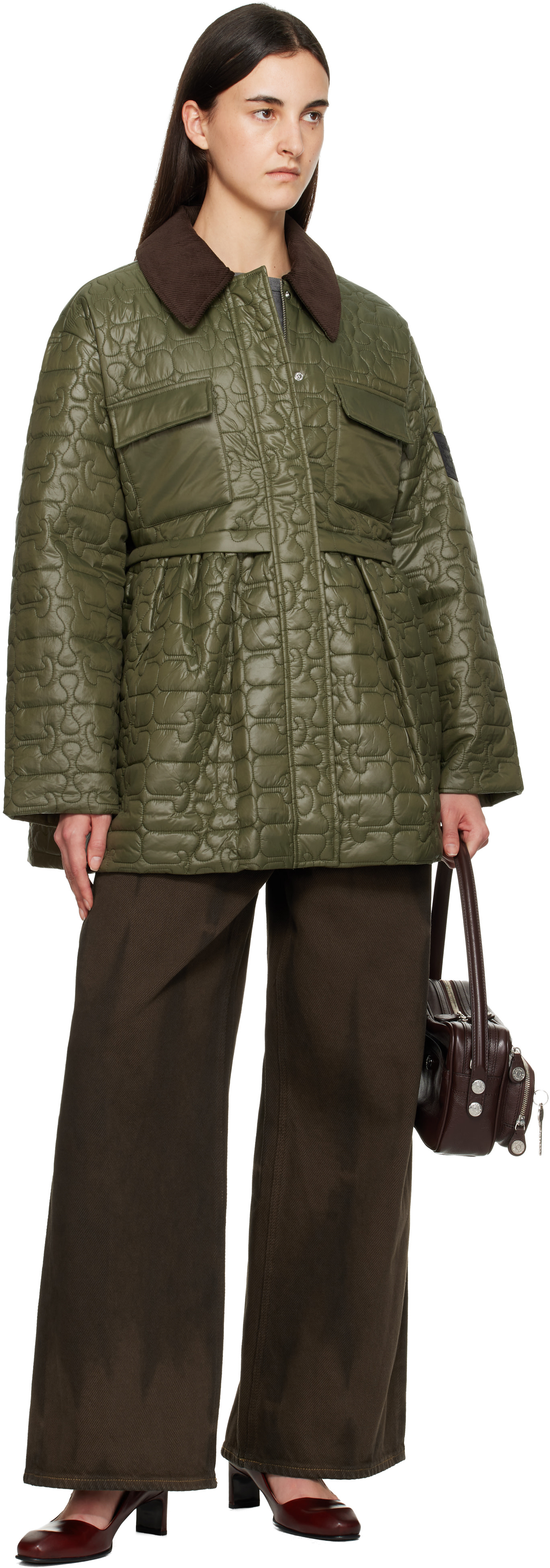 GANNI - Blouson midi matelassé vert