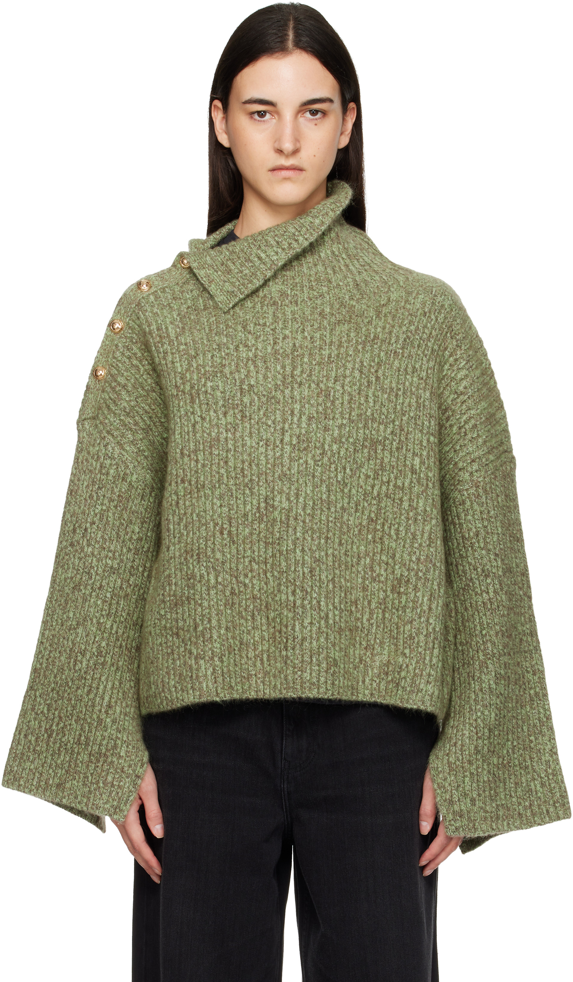 GANNI - Pull vert en mohair