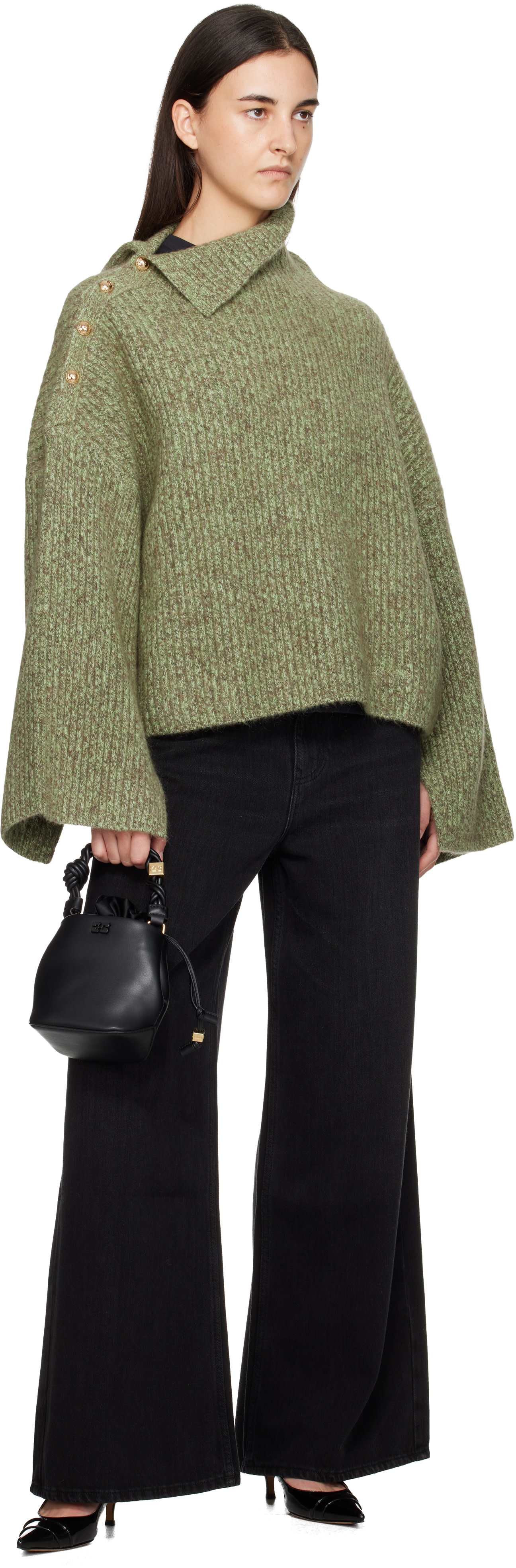 GANNI - Pull vert en mohair