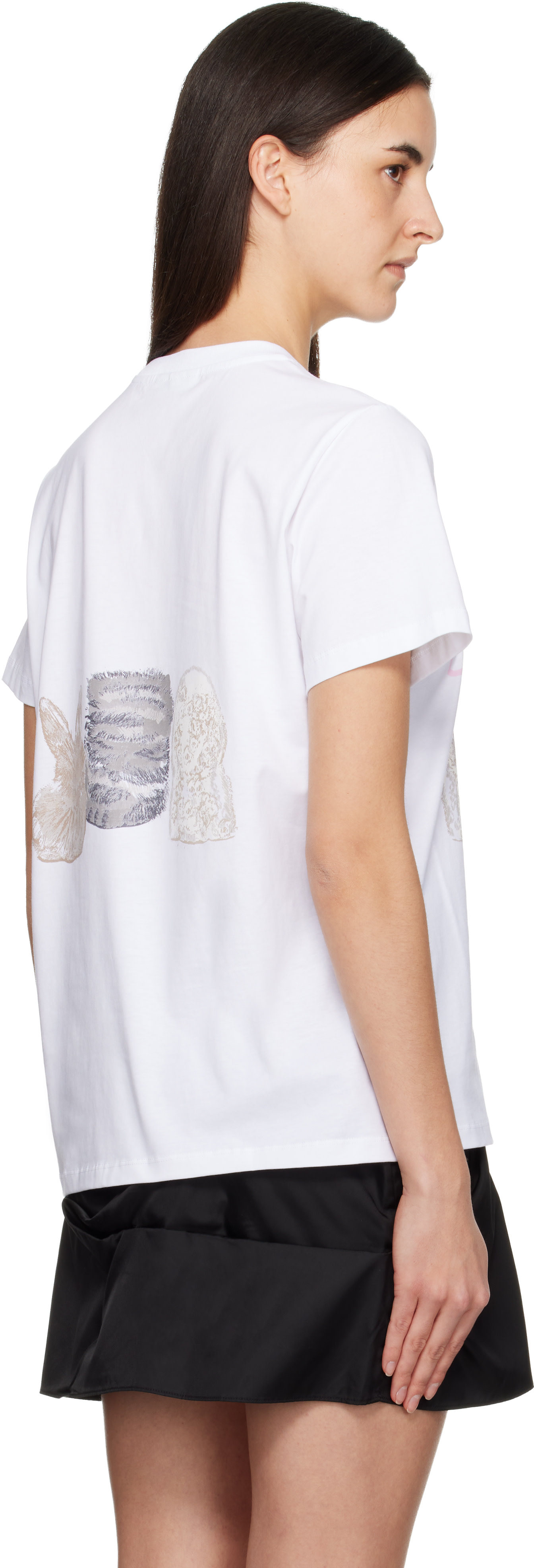 GANNI: White Animal Print T-shirt | SSENSE