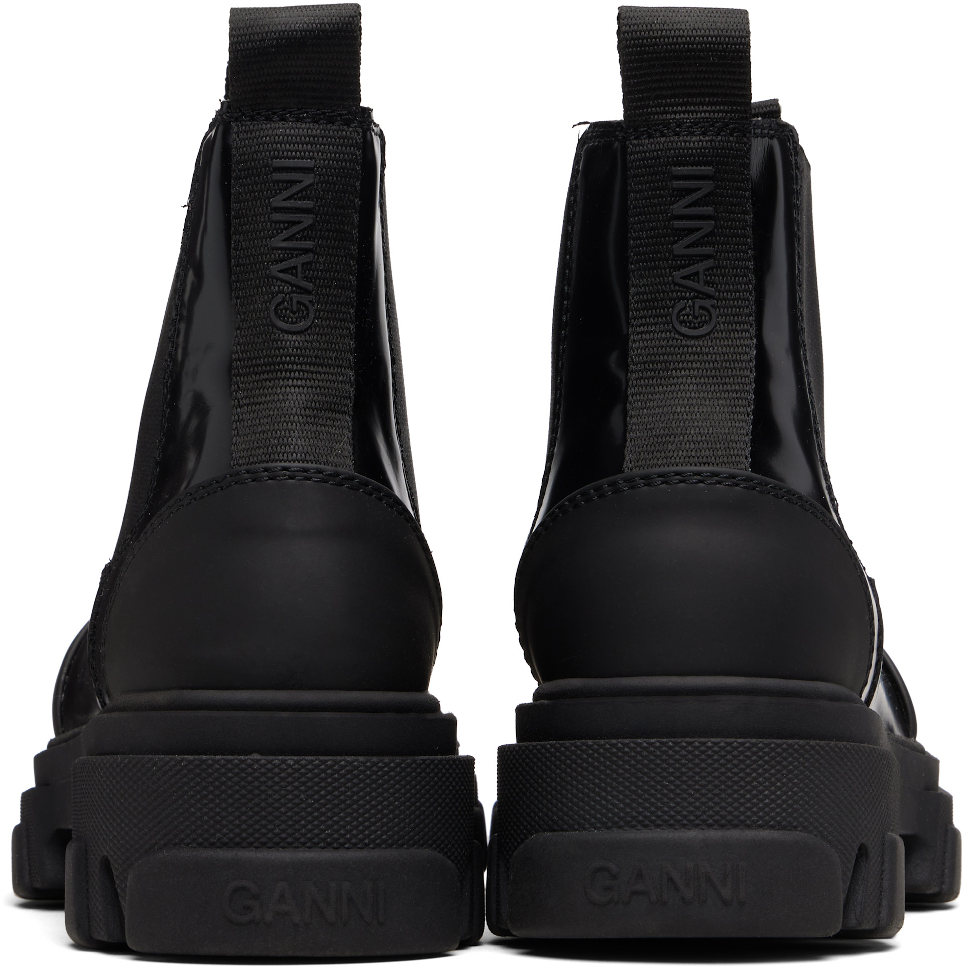 GANNI: Black Cleated Low Chelsea Boots | SSENSE Canada